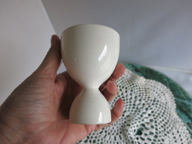 Mid Century Double Egg Cup with Lily Flower Japan