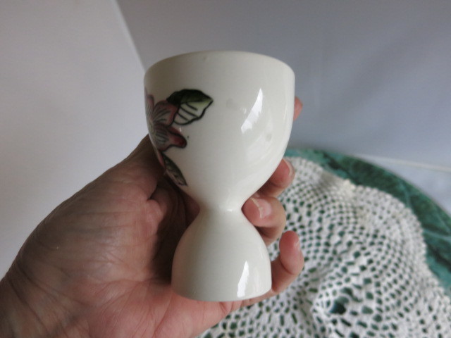 Mid Century Double Egg Cup with Lily Flower Japan