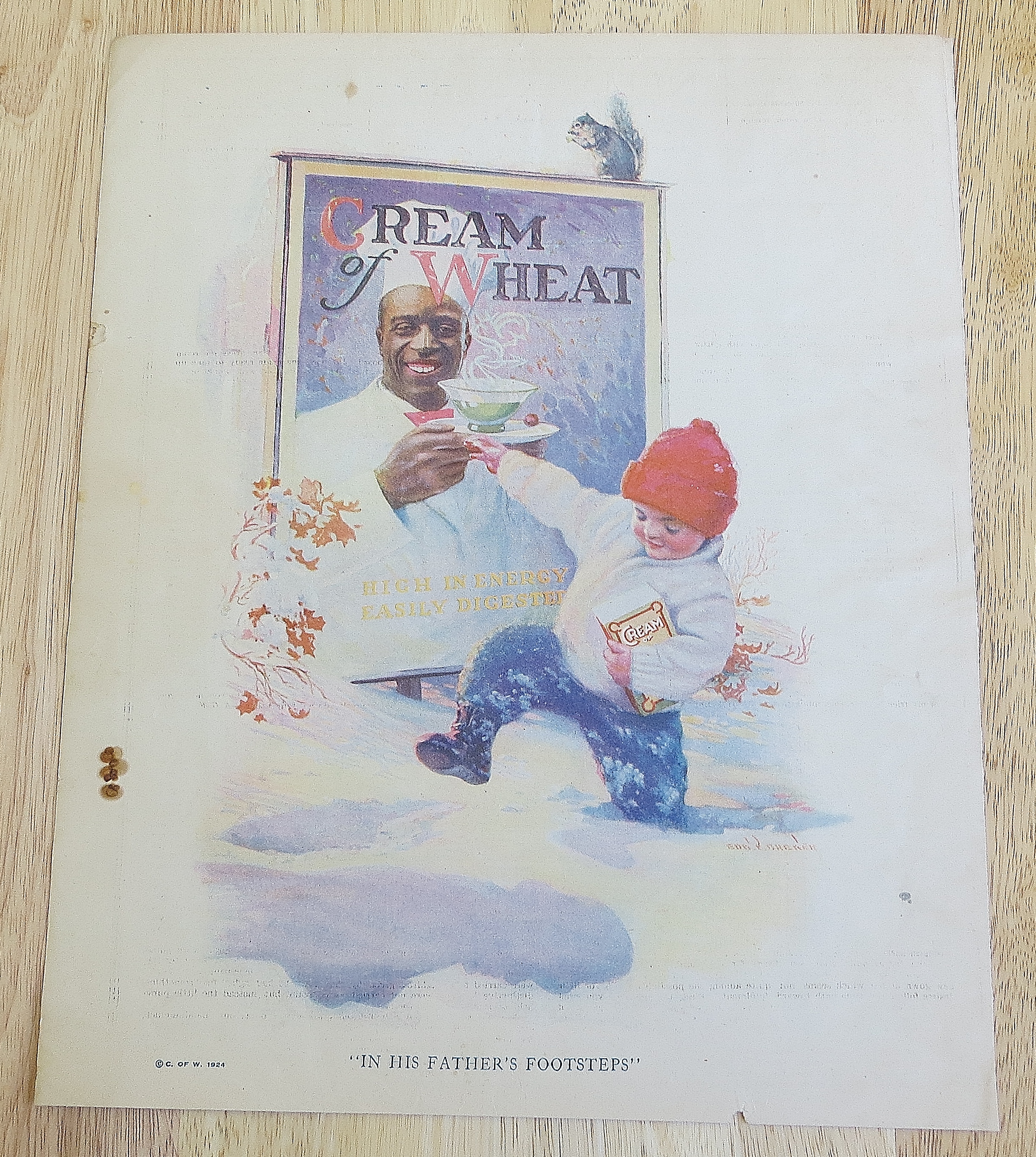 1924 Cream Of Wheat With Boy Walking In The Snow
