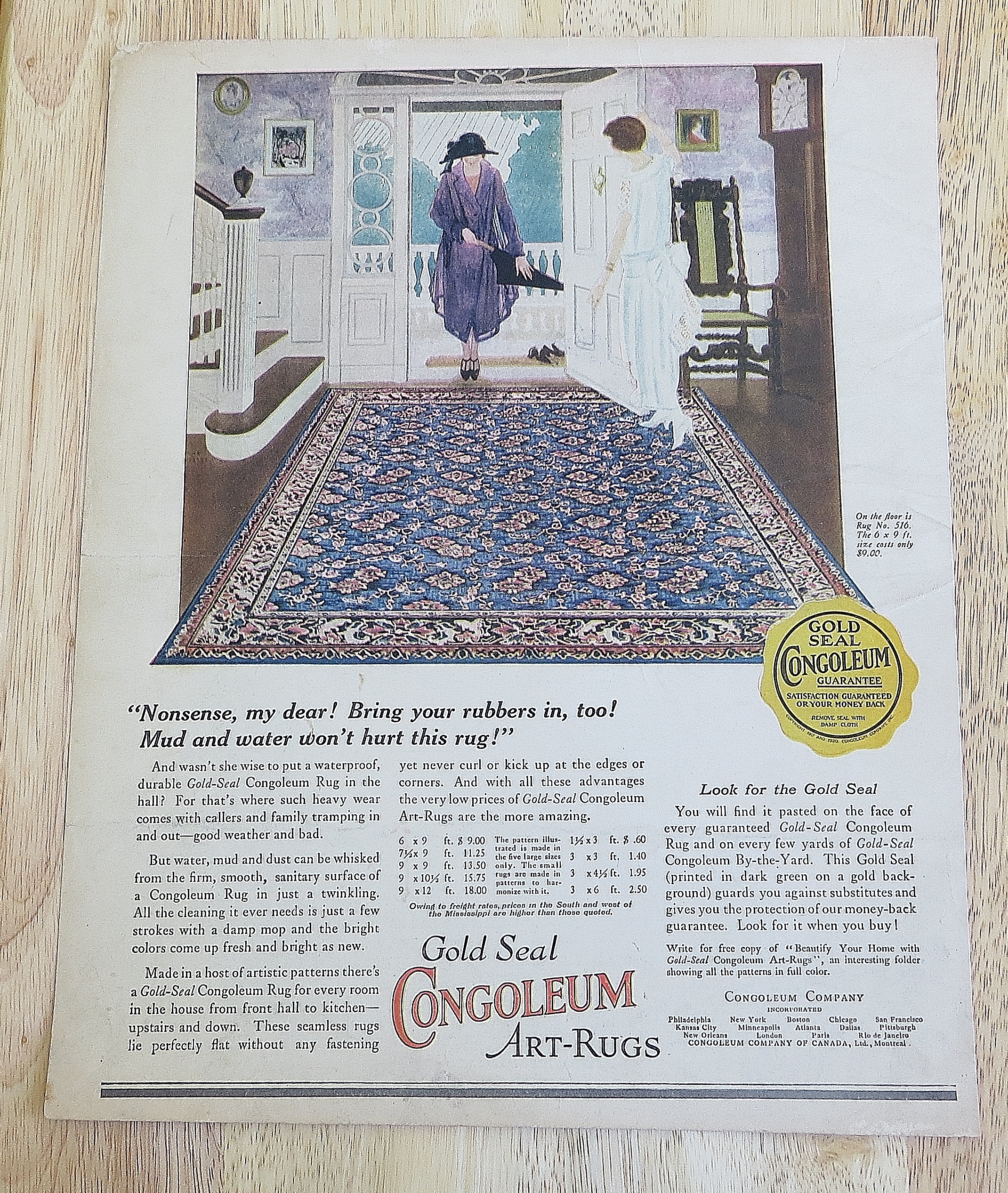1924 Congoleum Rugs With Women Looking At Rug