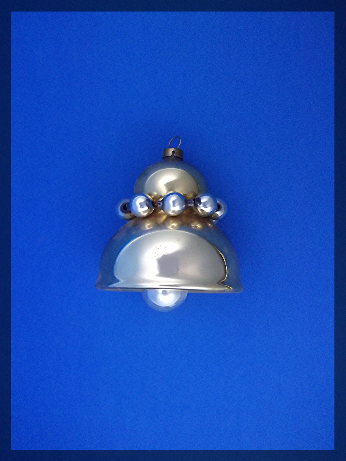 Christmas Tree Ornament, goldtone glass bell