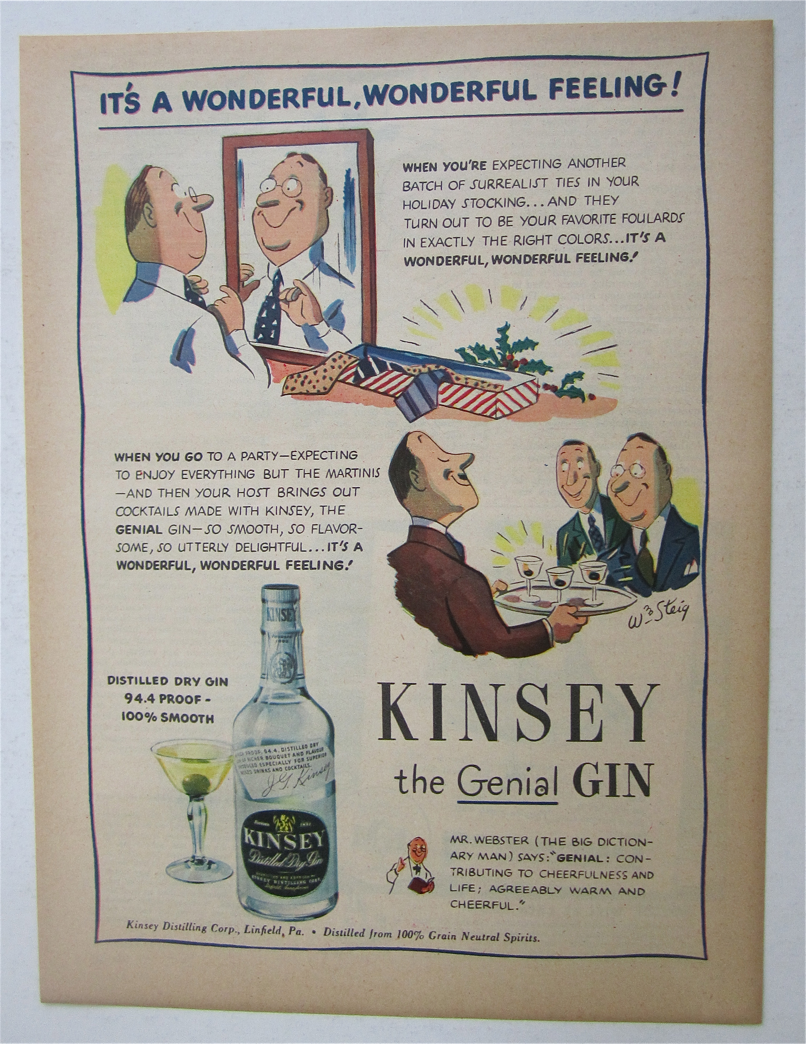 1945 Kinsey Genial Gin with Men Looking At Drinks