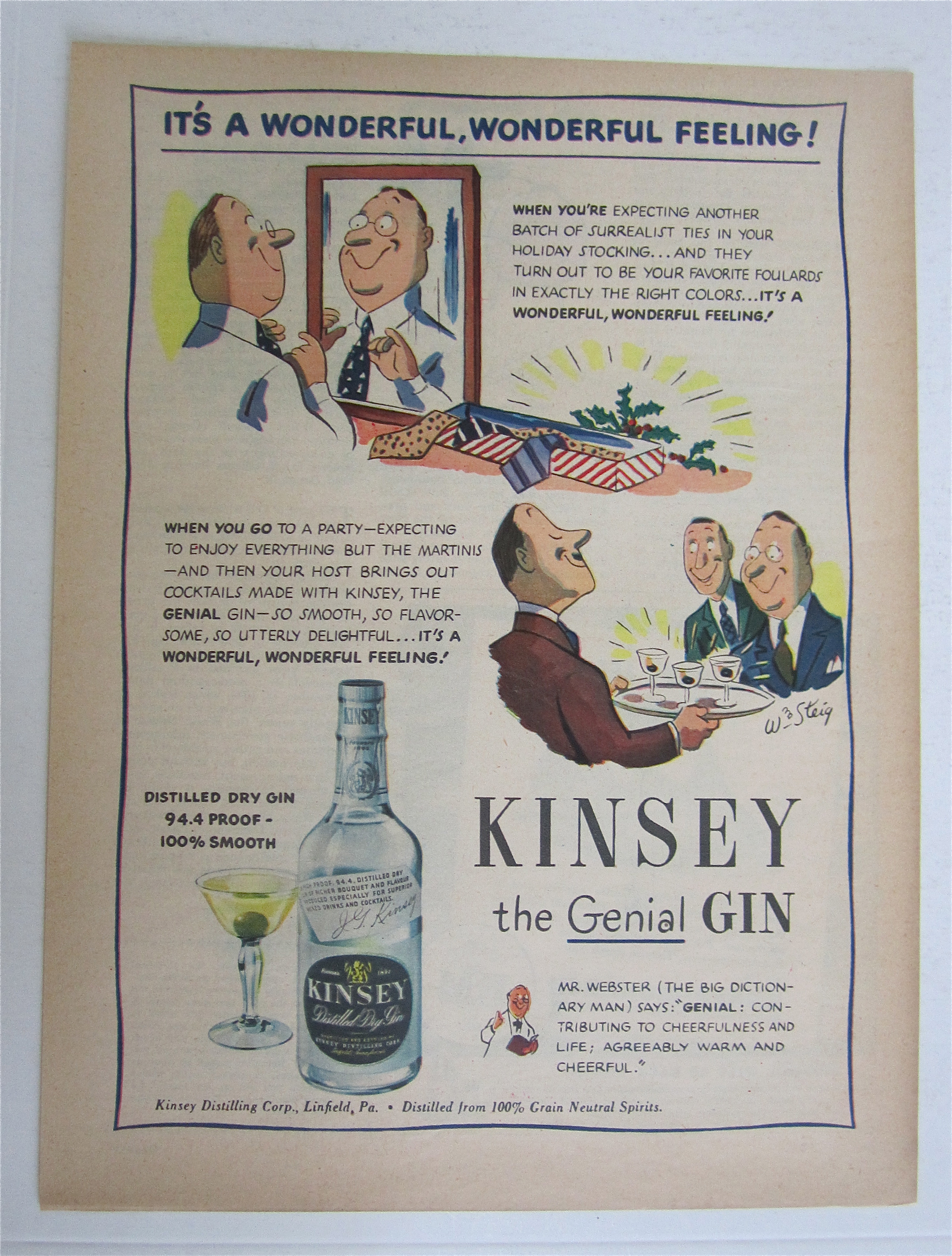 1945 Kinsey Genial Gin with Men Looking At Drinks