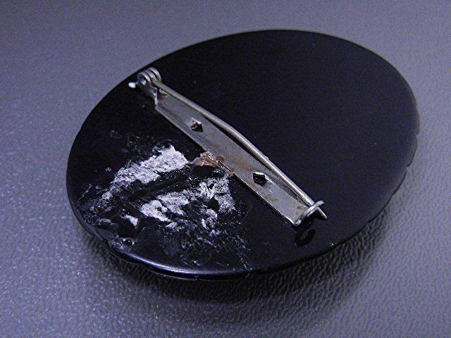 Lucite Black Cameo Brooch USA