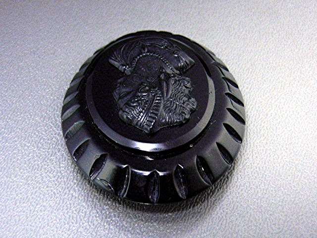 Lucite Black Cameo Brooch USA