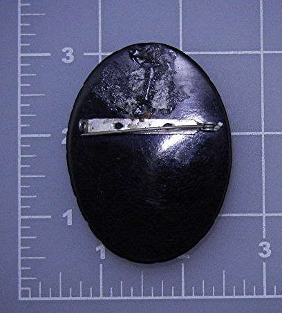 Lucite Black Cameo Brooch USA