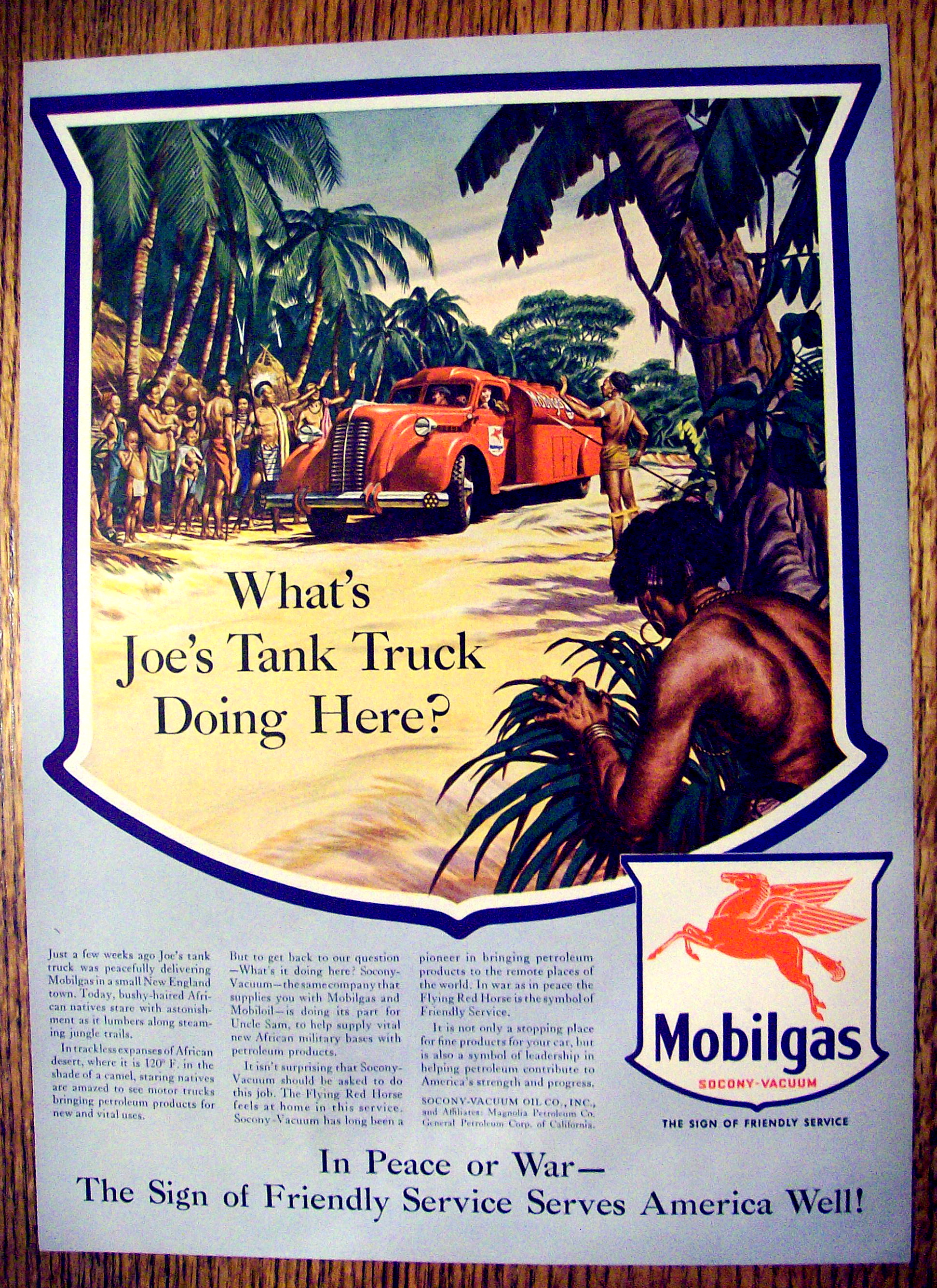 1943 Mobil Gas with Two Men in a Tank Truck