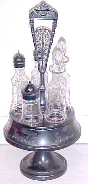Aurora Cruet Canister Set Ornate 1800s Quadruple