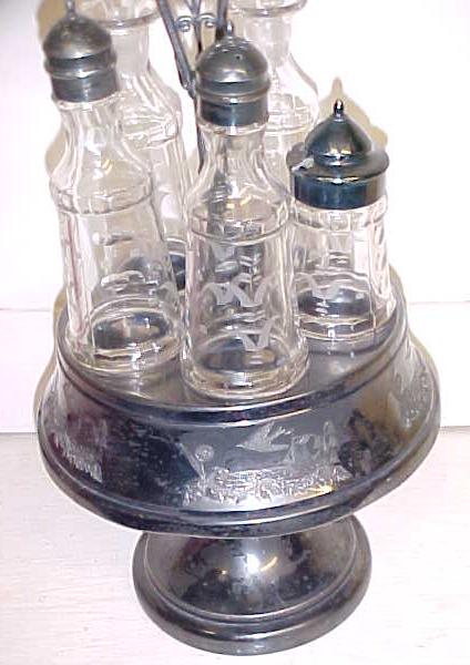 Aurora Cruet Canister Set Ornate 1800s Quadruple