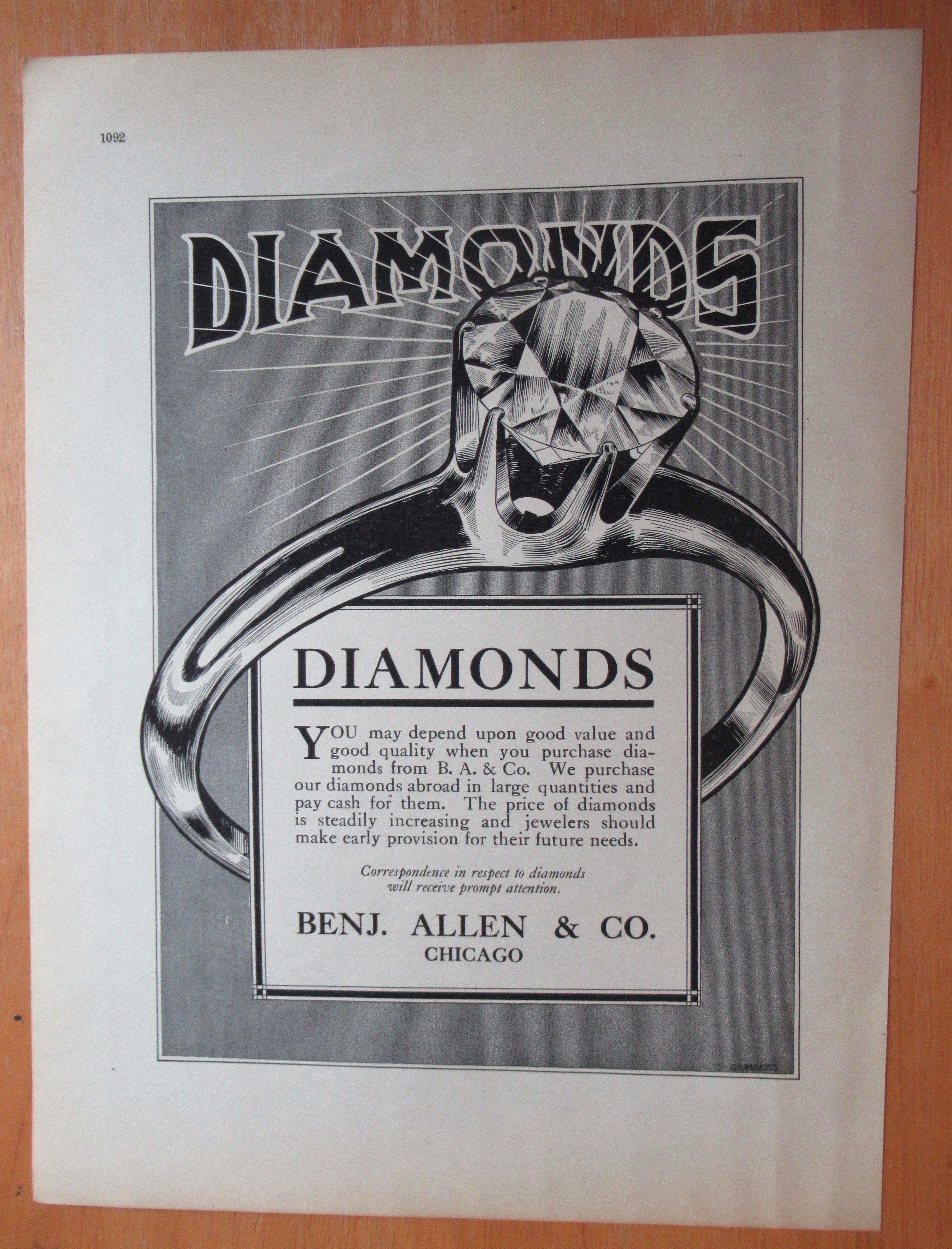 1913 Benjamin Allen & Company with Diamonds