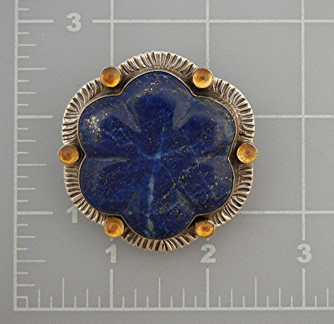 David Troutman  Lapis Amber Sterling Silver Pendant