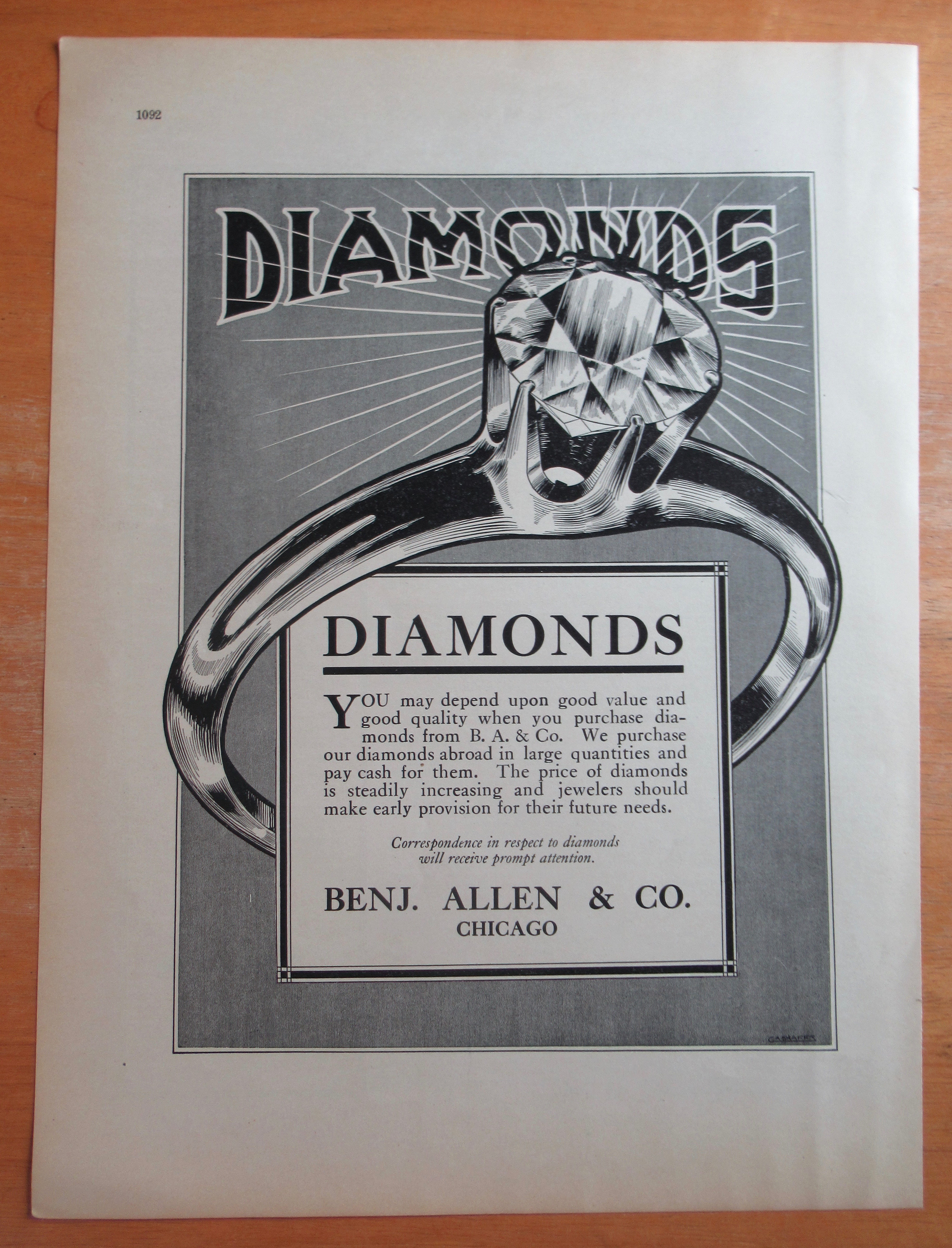 1913 Benjamin Allen & Company with Diamonds