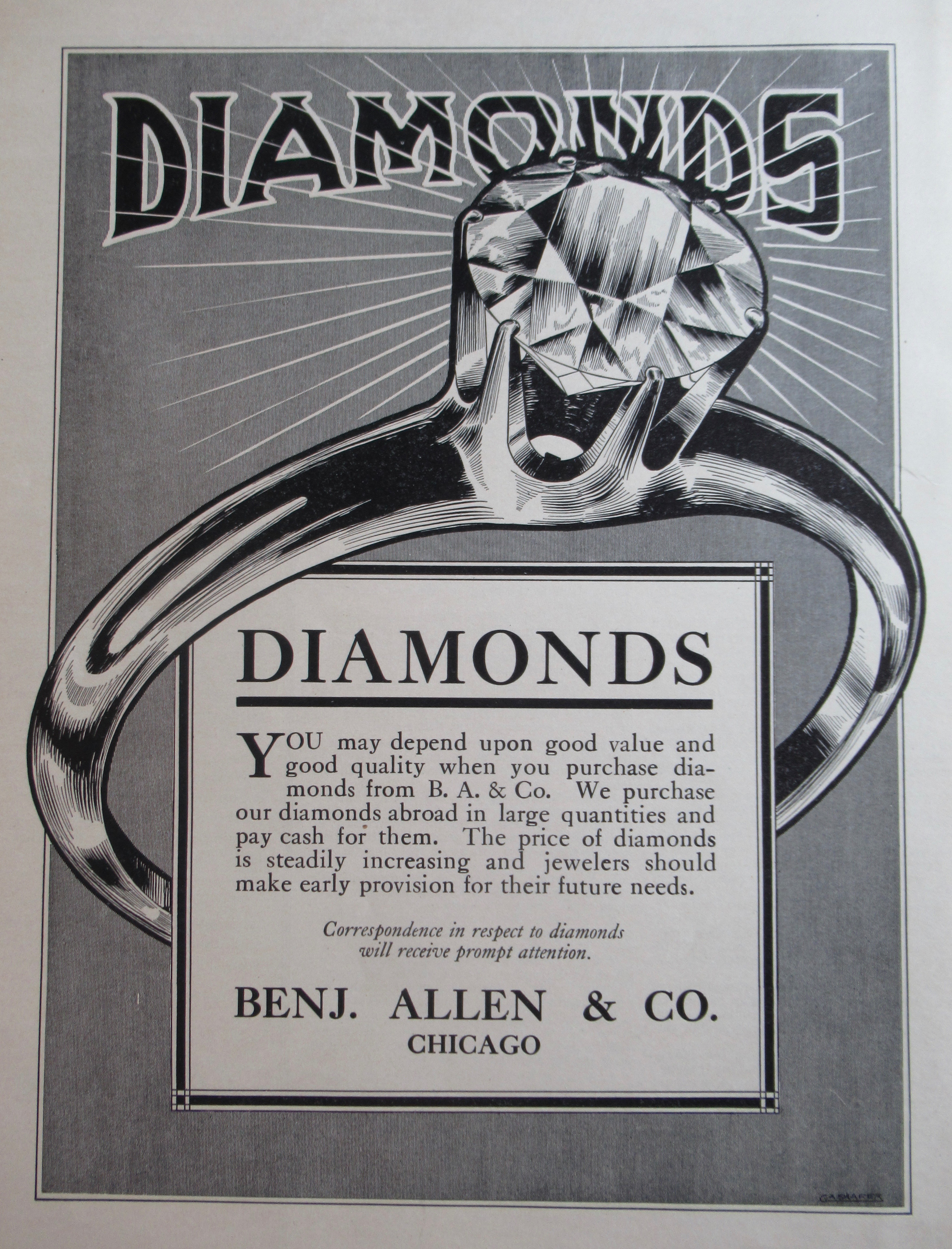 1913 Benjamin Allen & Company with Diamonds