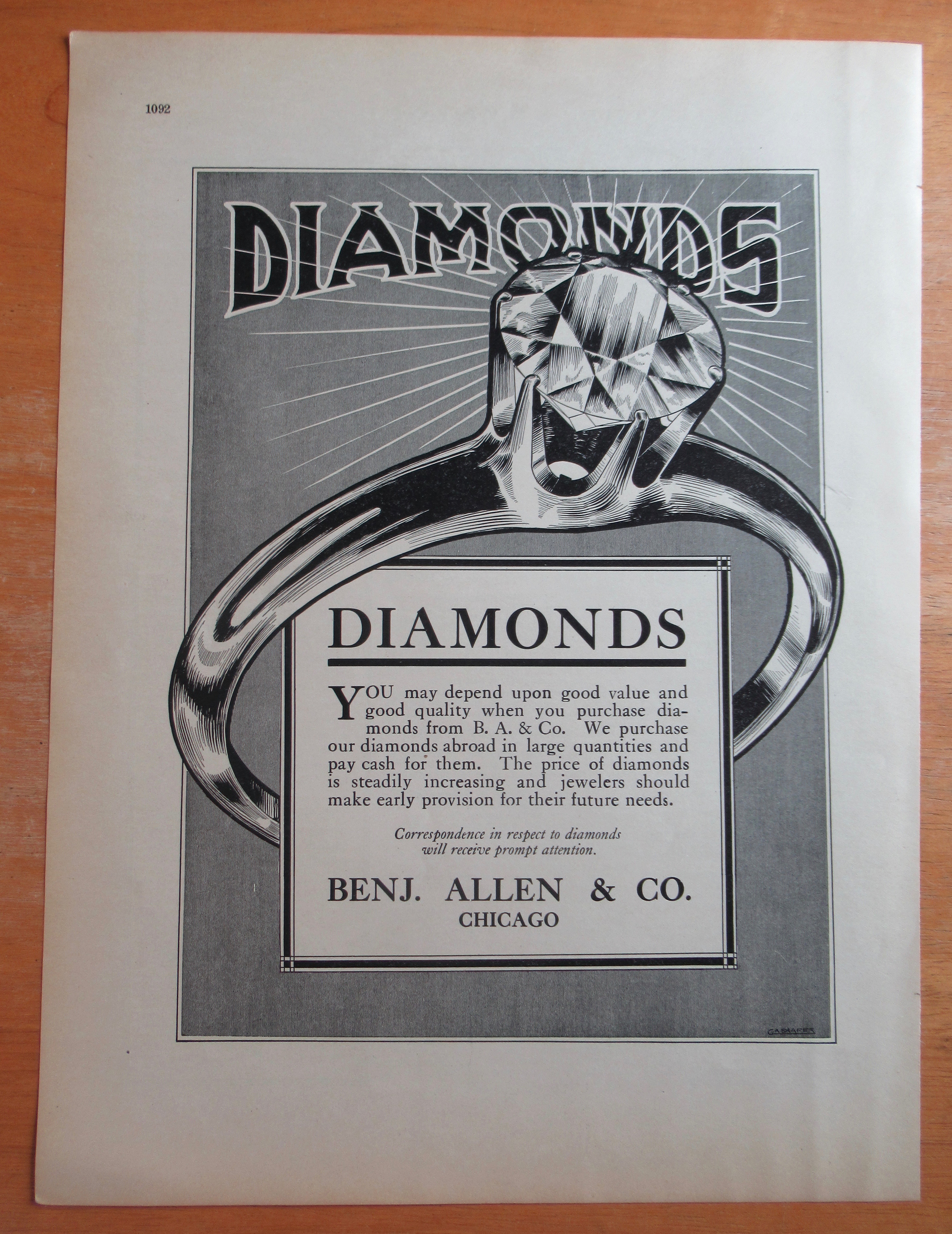 1913 Benjamin Allen & Company with Diamonds
