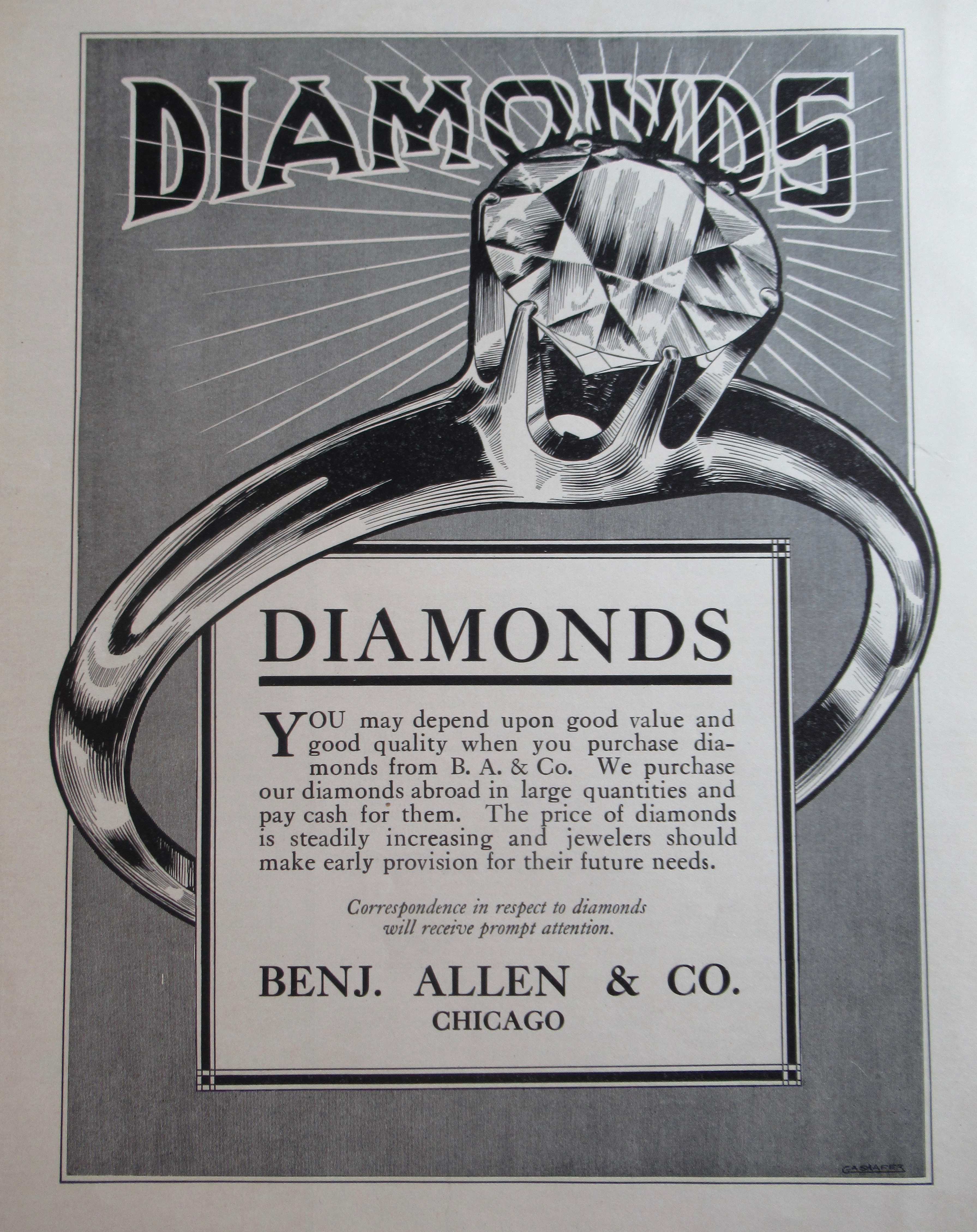 1913 Benjamin Allen & Company with Diamonds