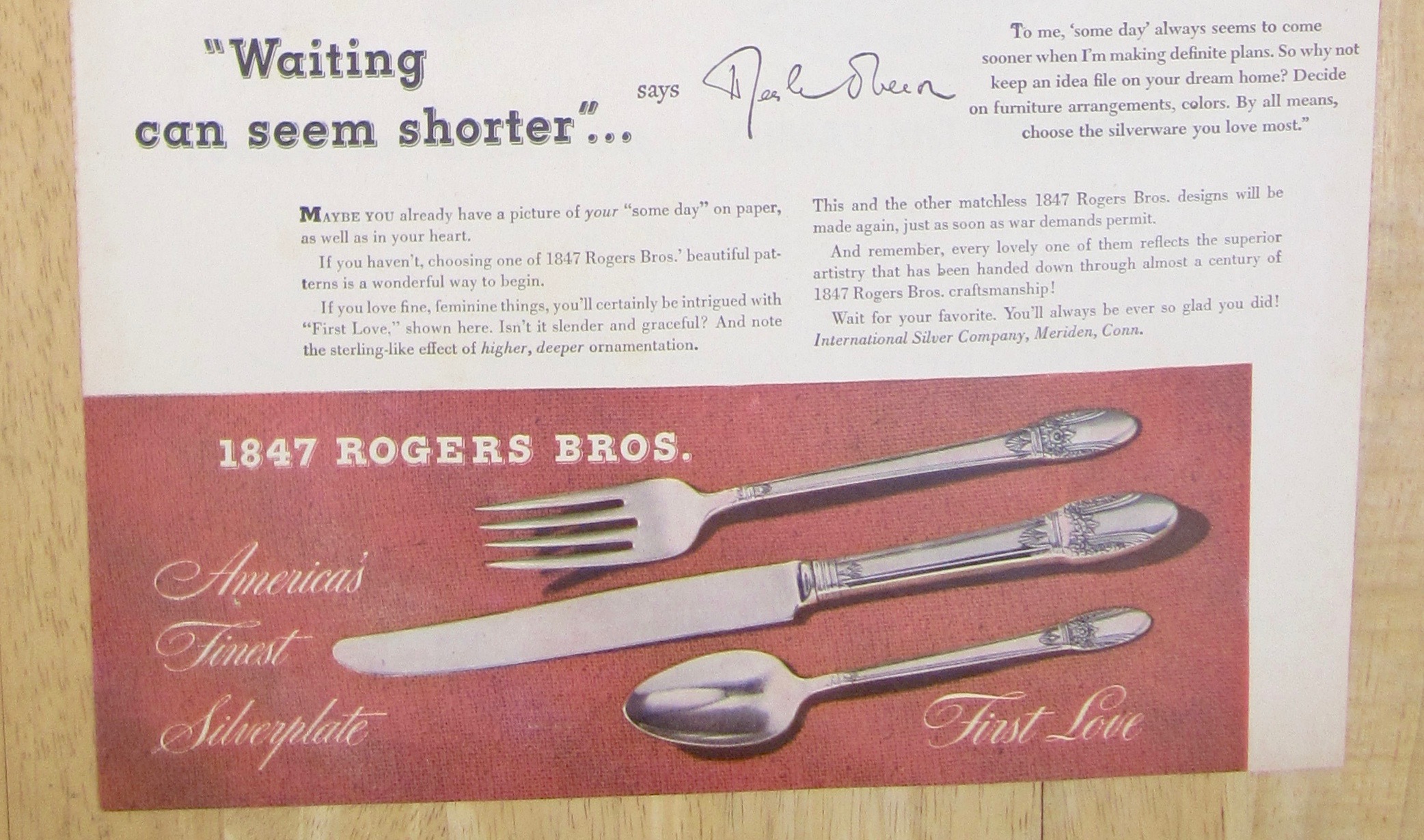 1945 1847 Rogers Bros. Silverplate with Merle Oberon