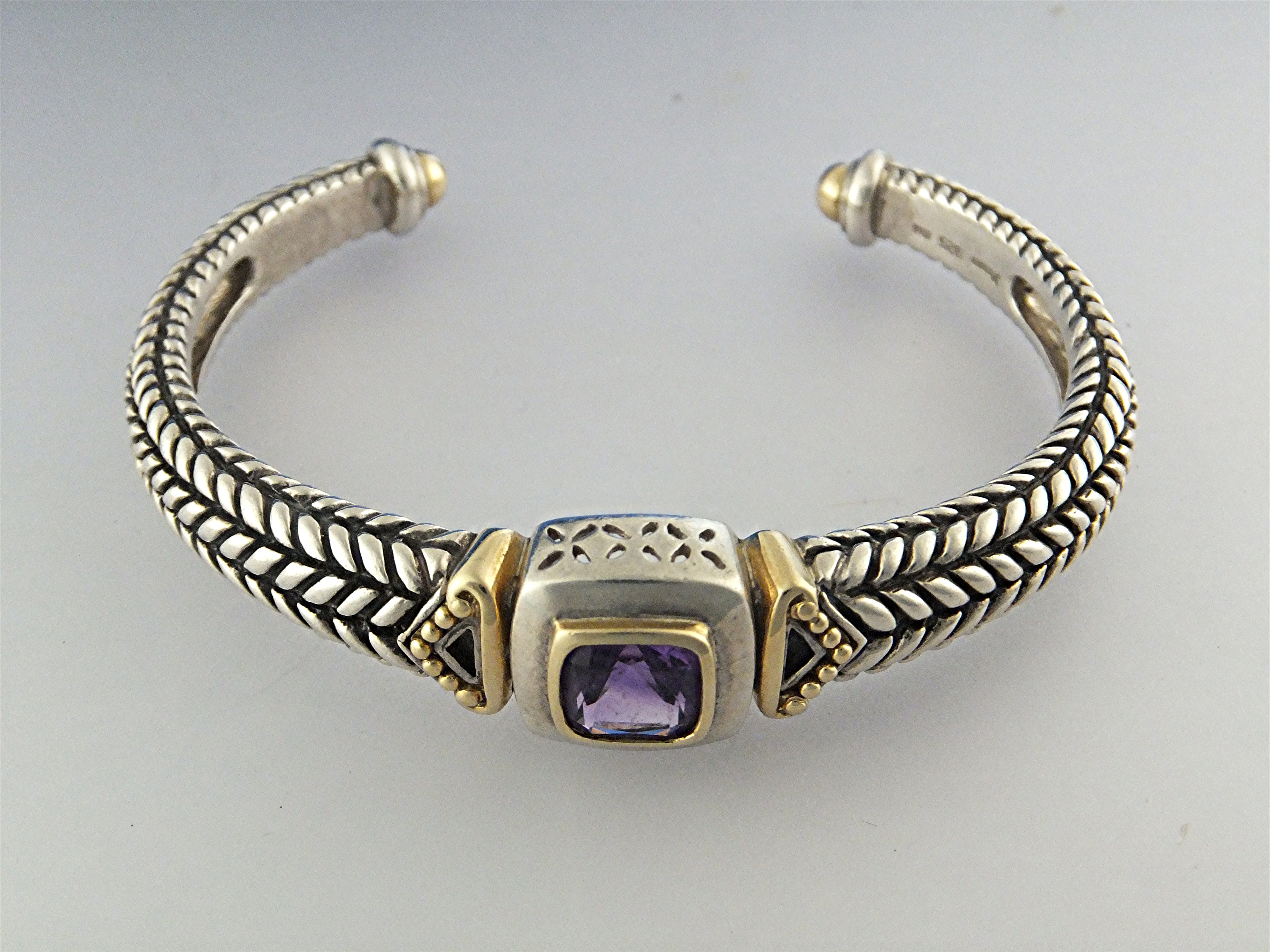 18K Gold Sterling Silver Amethyst LORENZO Cuff