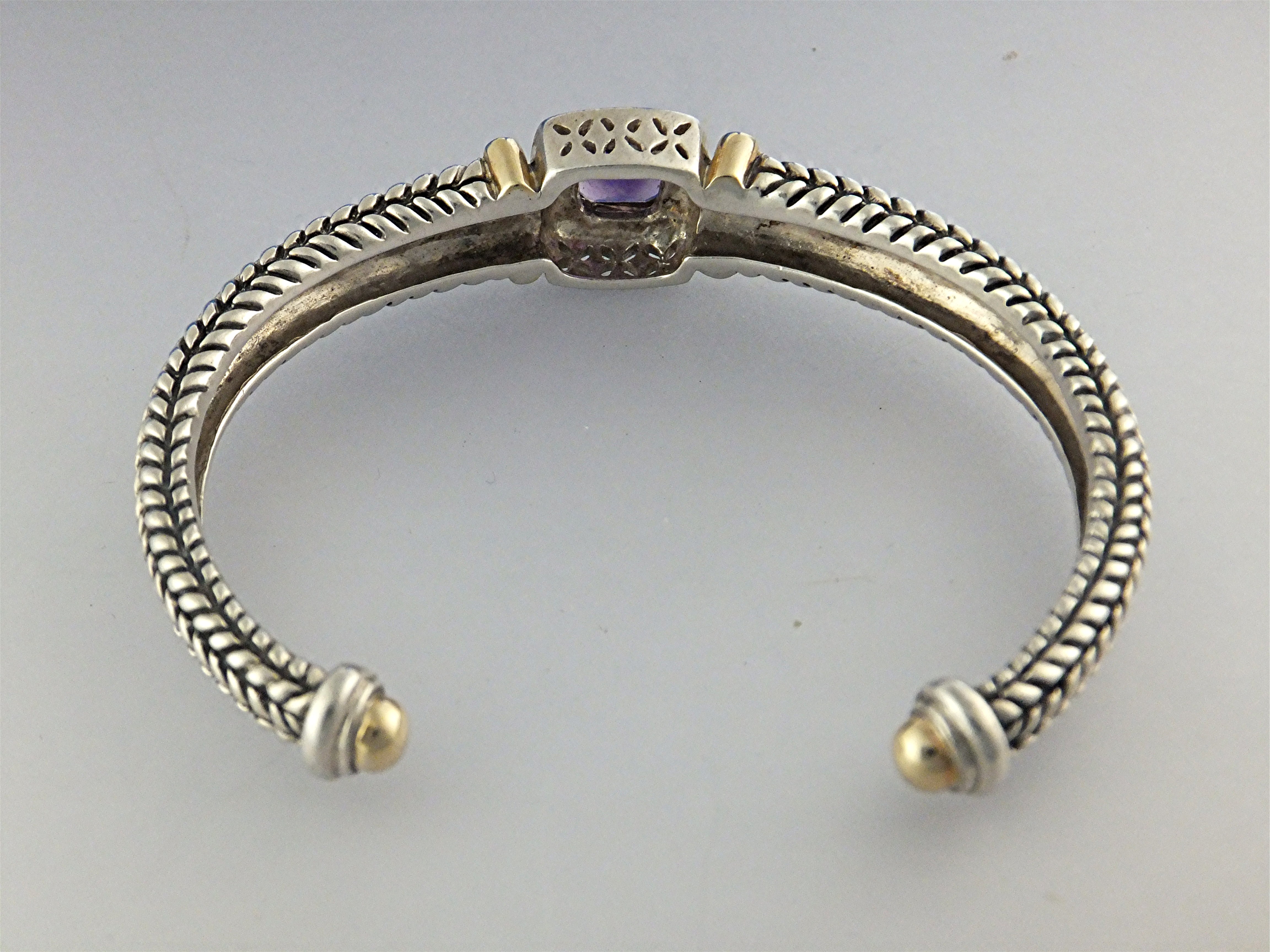 18K Gold Sterling Silver Amethyst LORENZO Cuff