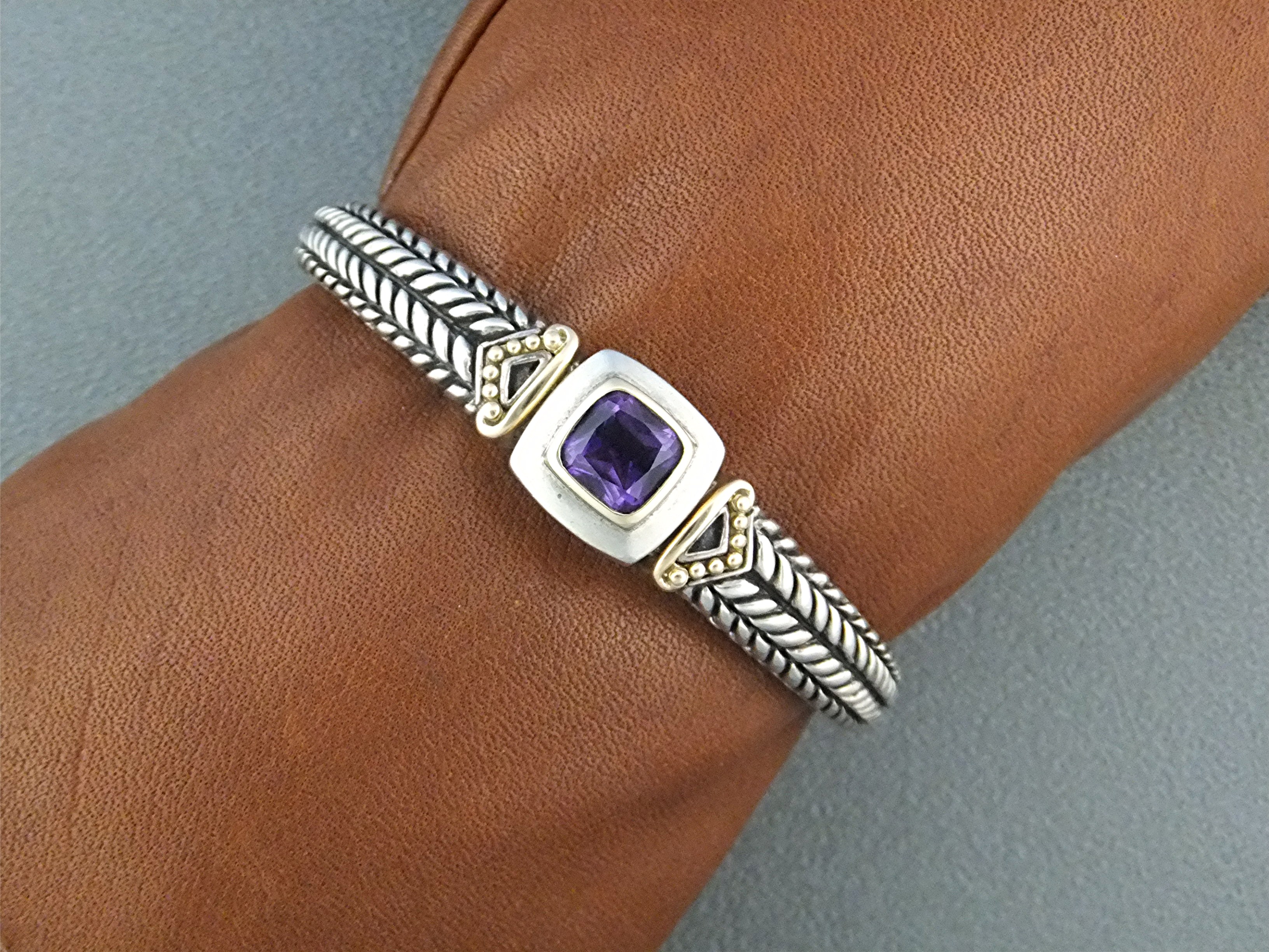 18K Gold Sterling Silver Amethyst LORENZO Cuff