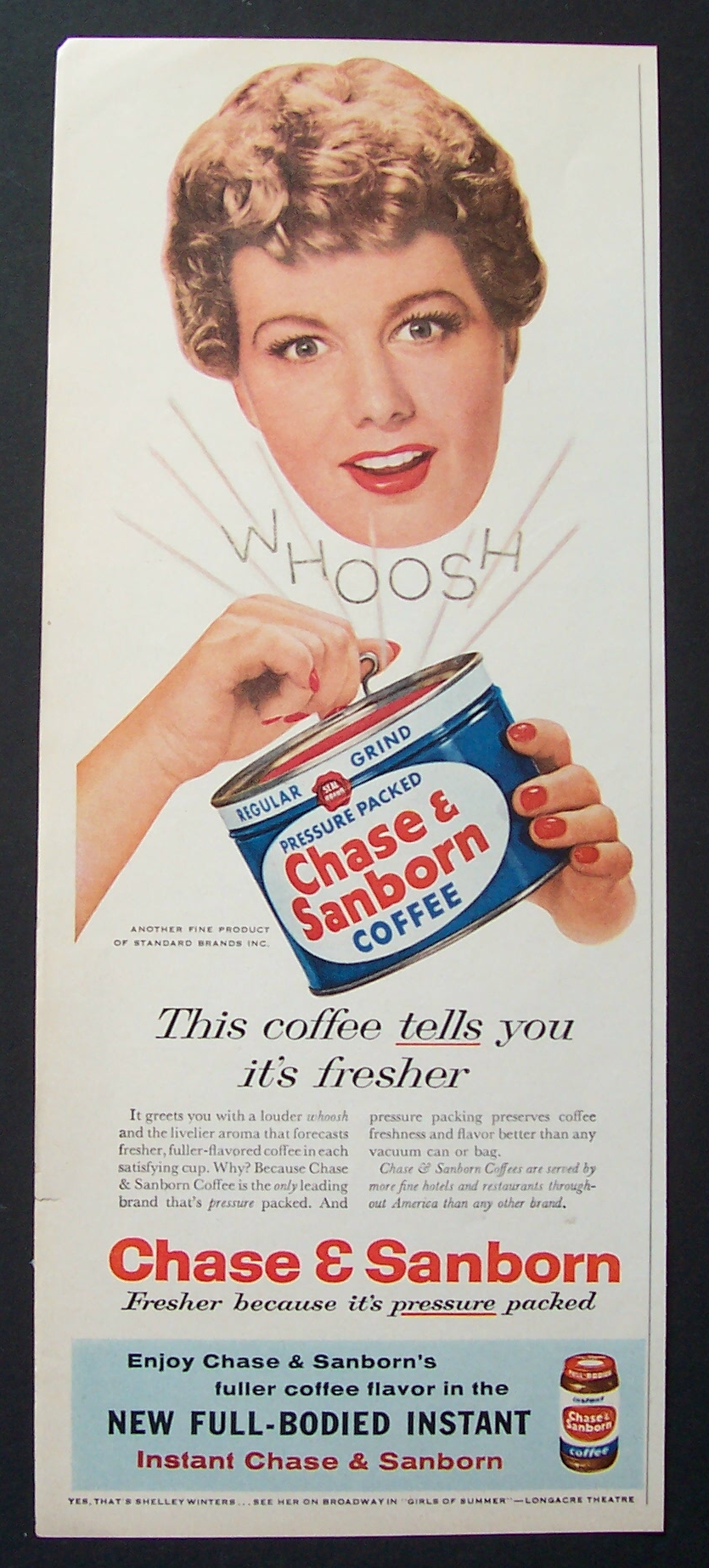 Vintage Ad:1957 Chase & Sanborn Coffee/ Shelley Winters