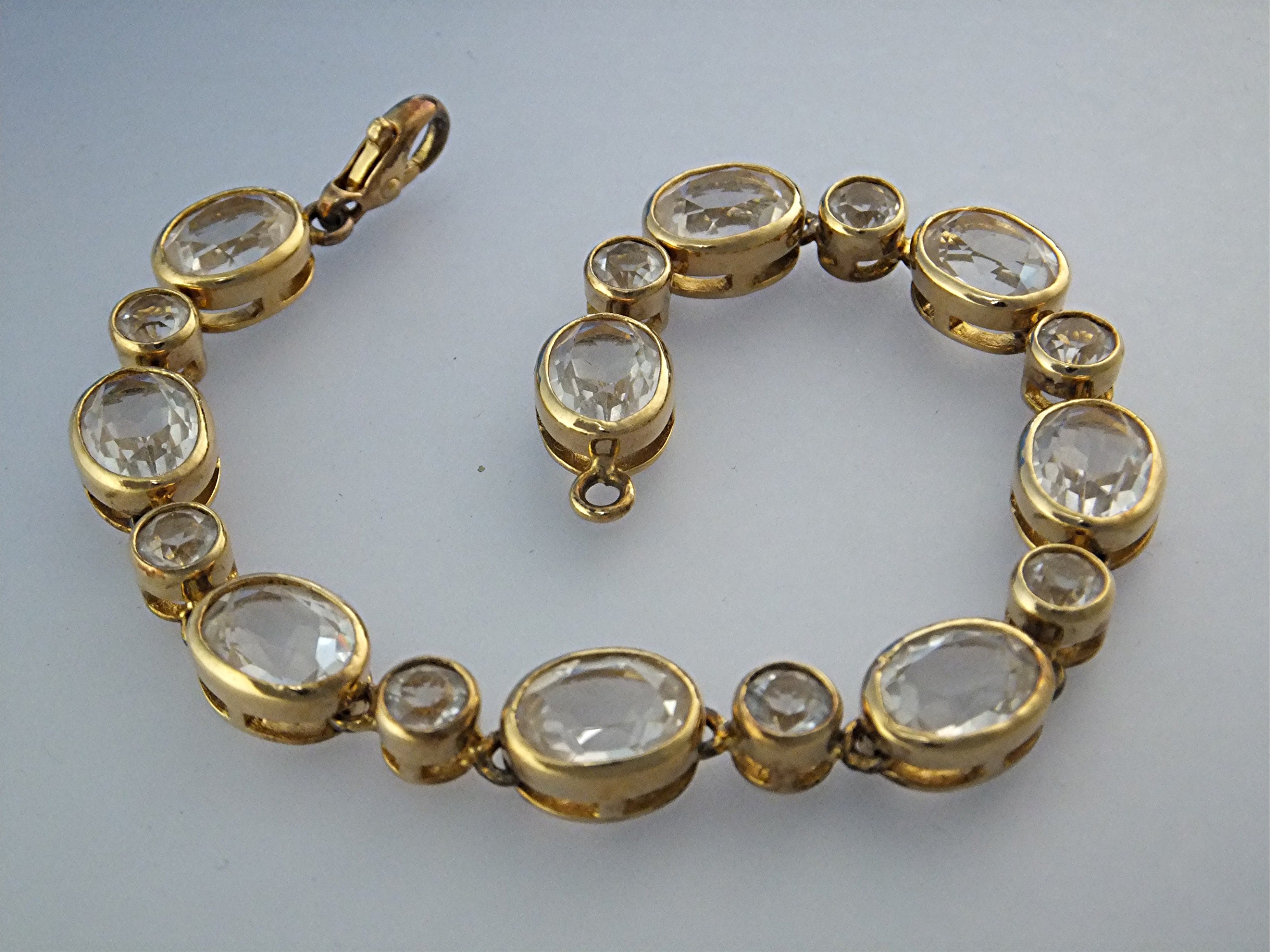 Bracelet Silver Crystal Gold Vermeil Tennis Bracelet
