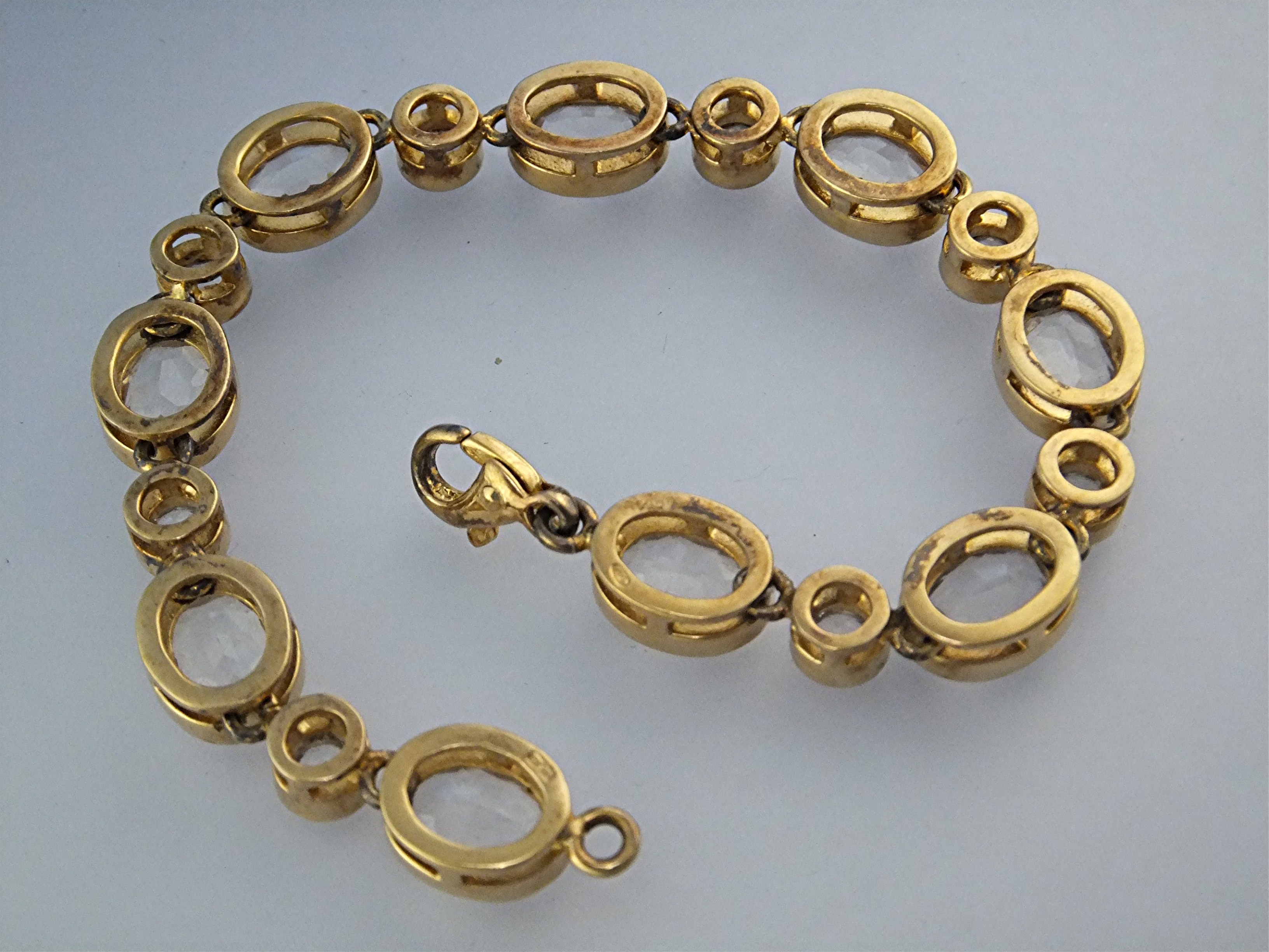 Bracelet Silver Crystal Gold Vermeil Tennis Bracelet