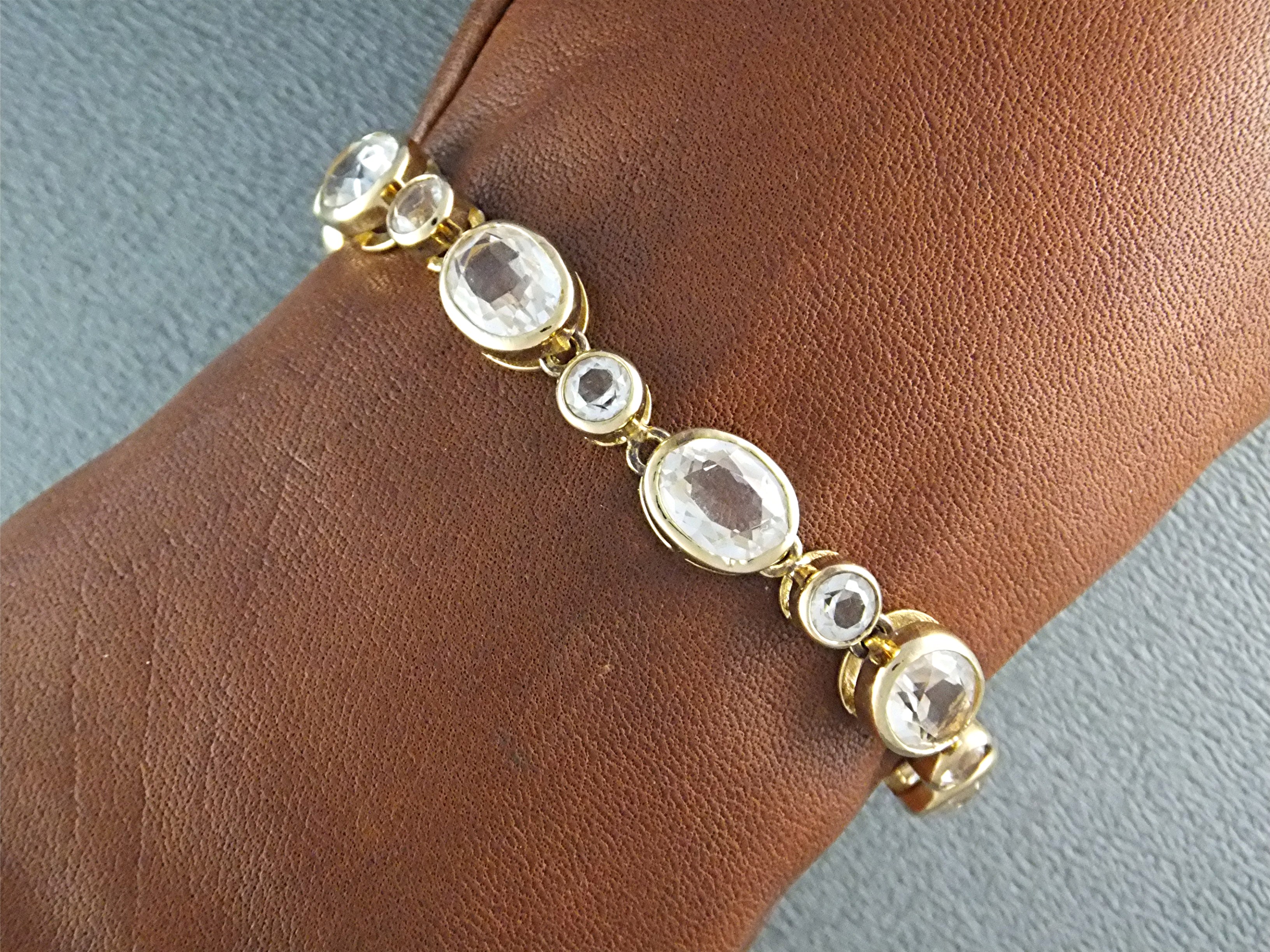 Bracelet Silver Crystal Gold Vermeil Tennis Bracelet