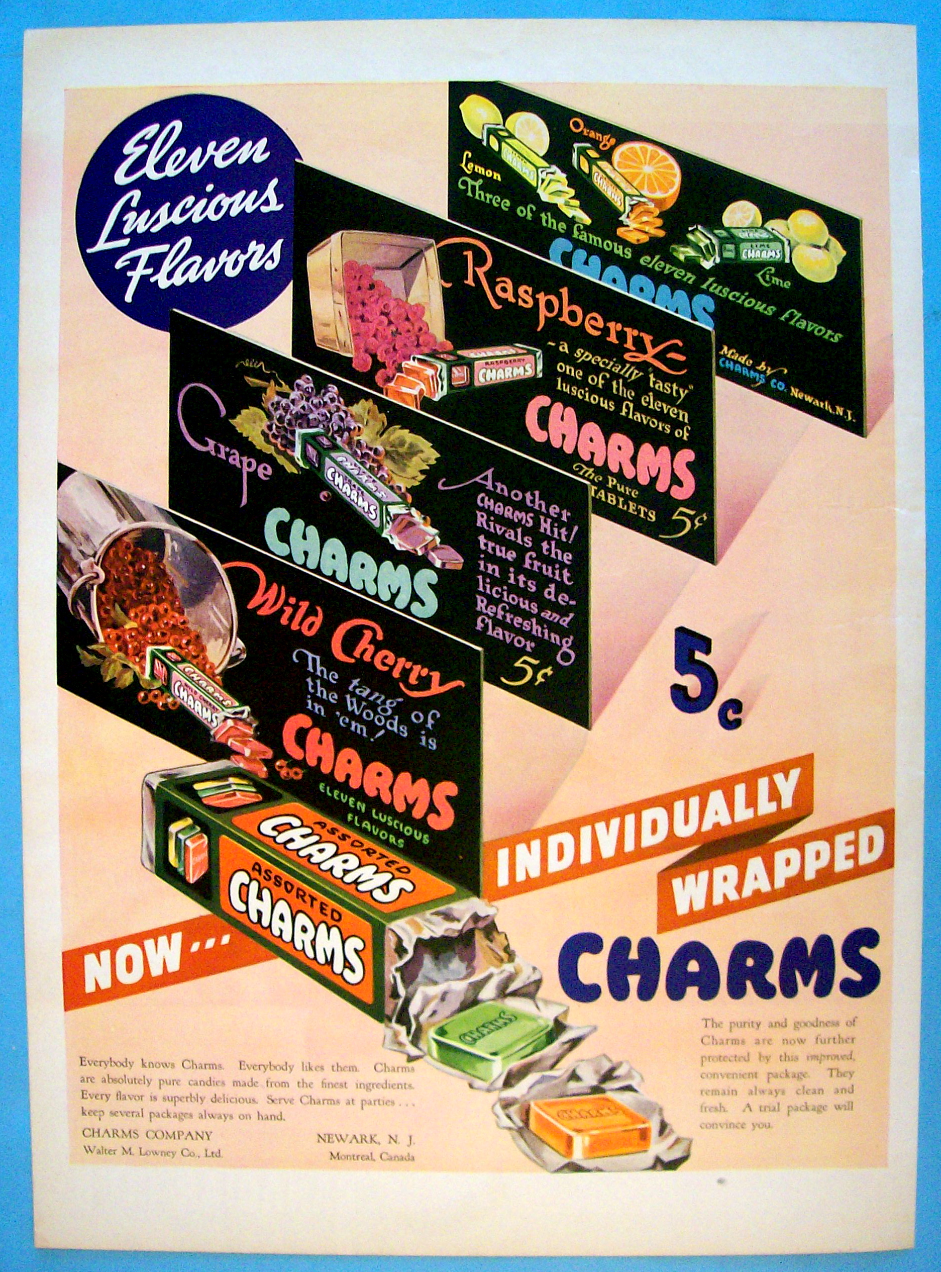1937 Charms Candies with 11 Luscious Flavors