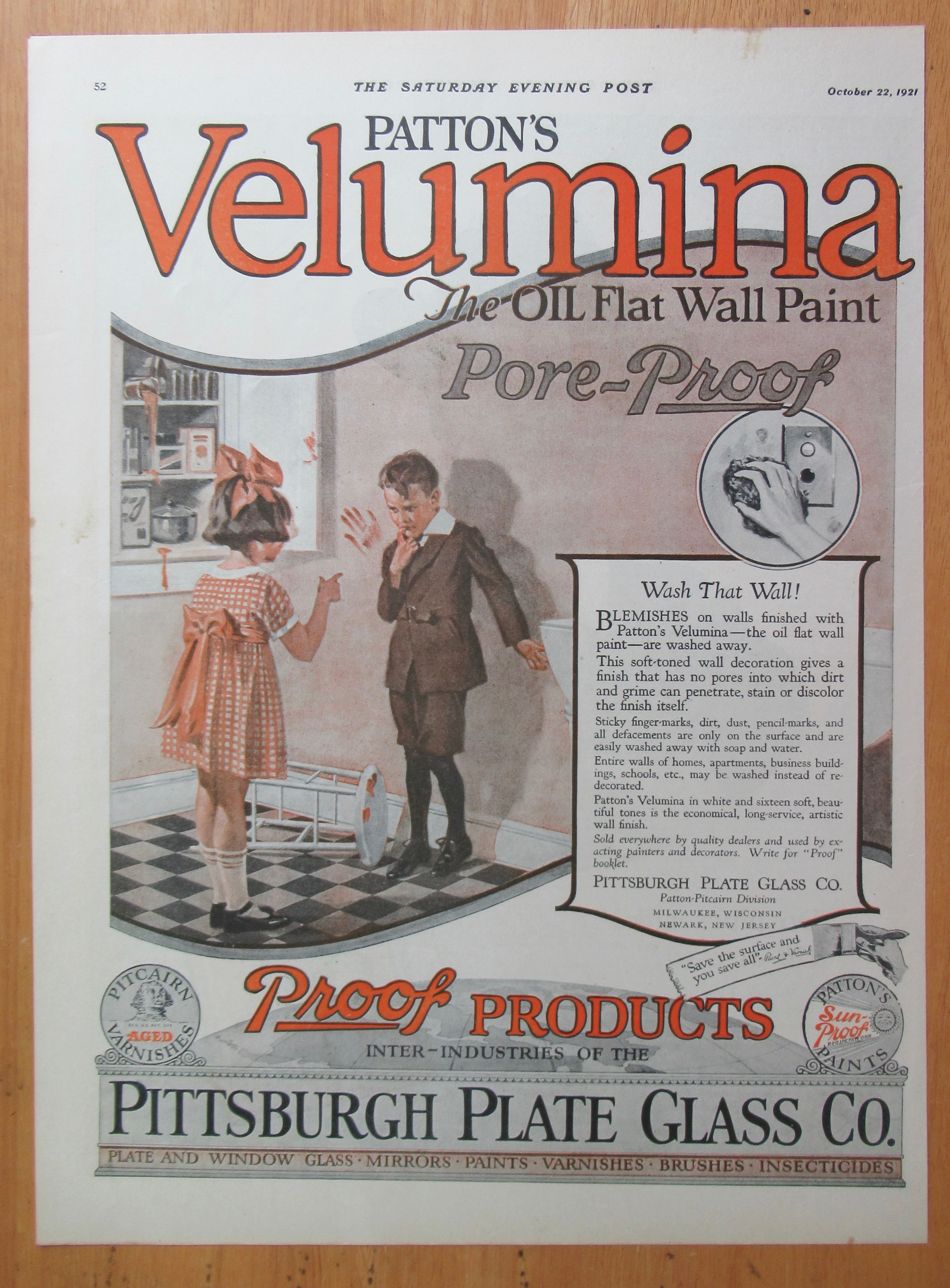 1921 Patton's Velumina Wall Paint with Two Children