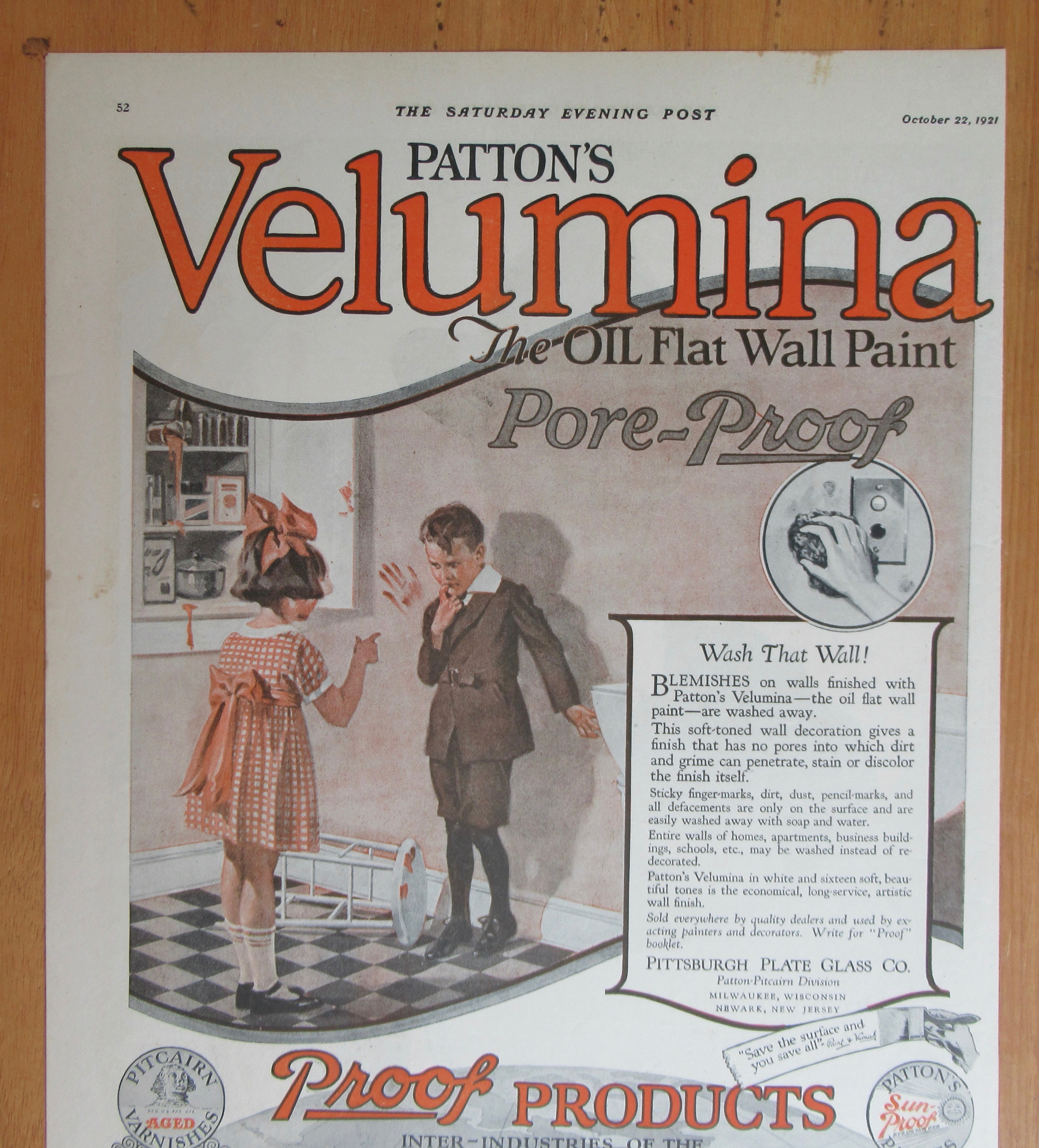 1921 Patton's Velumina Wall Paint with Two Children