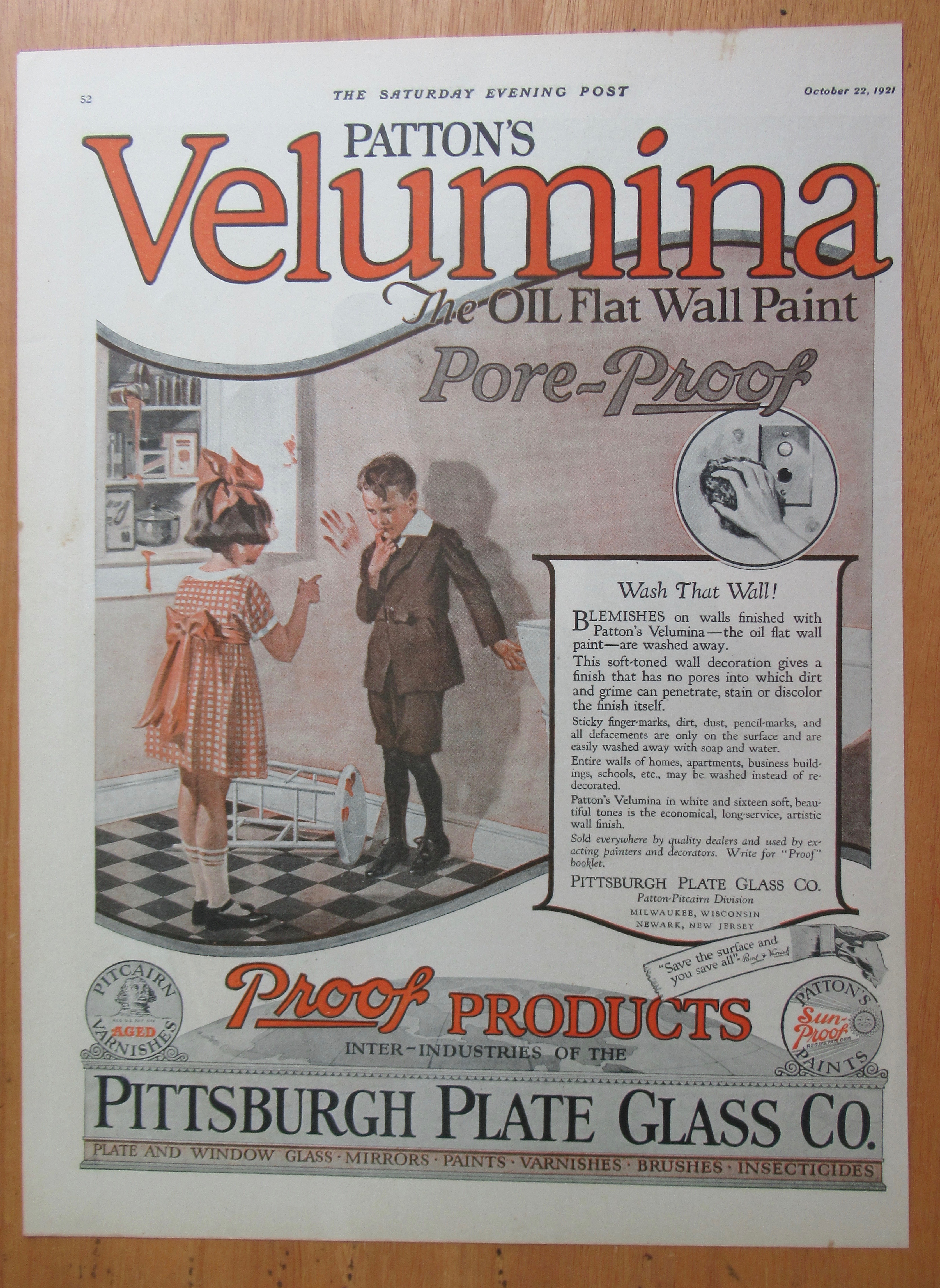 1921 Patton's Velumina Wall Paint with Two Children