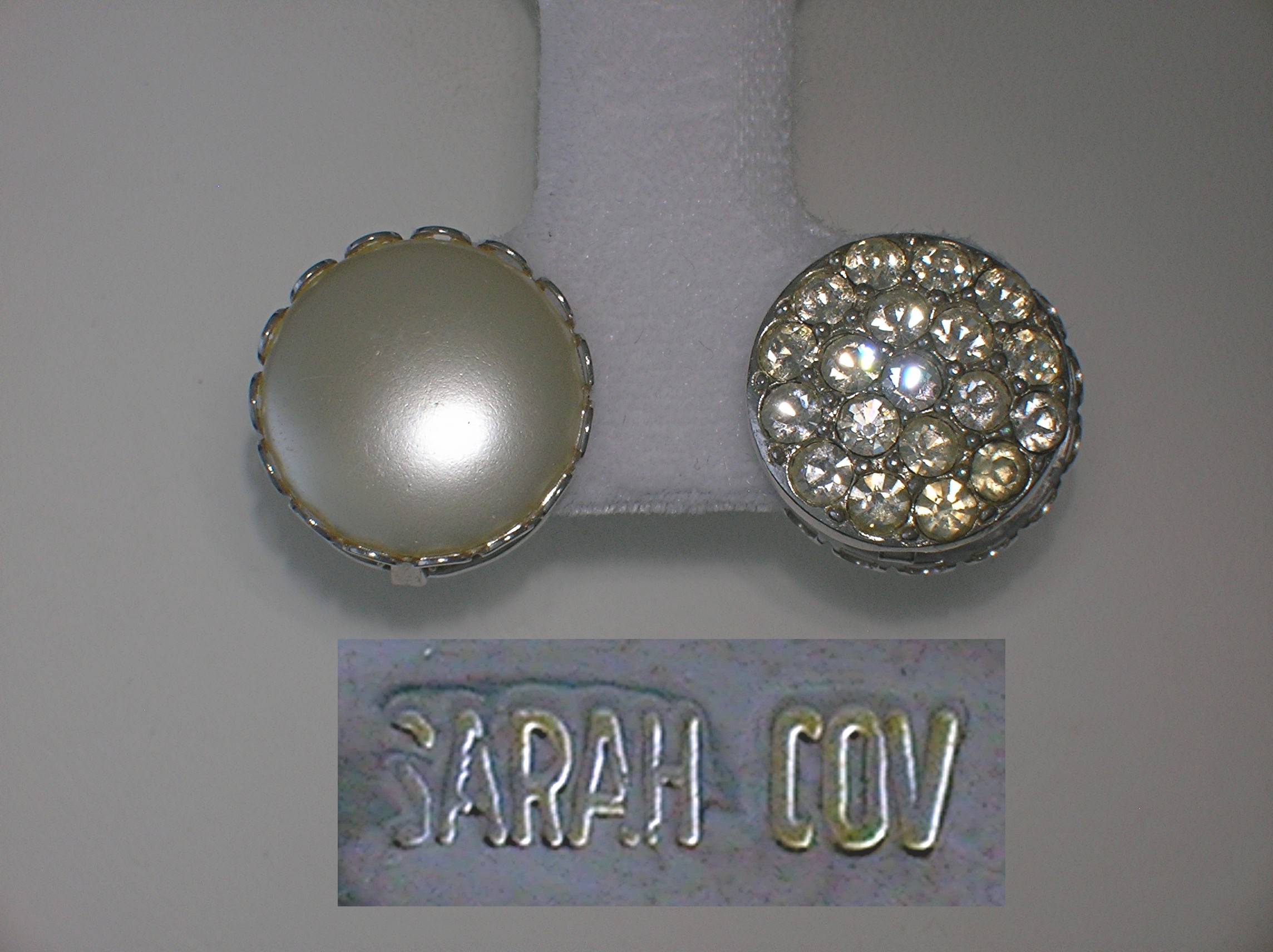 Rhinestone Pearl Day Night Sarah Coventry Earrings