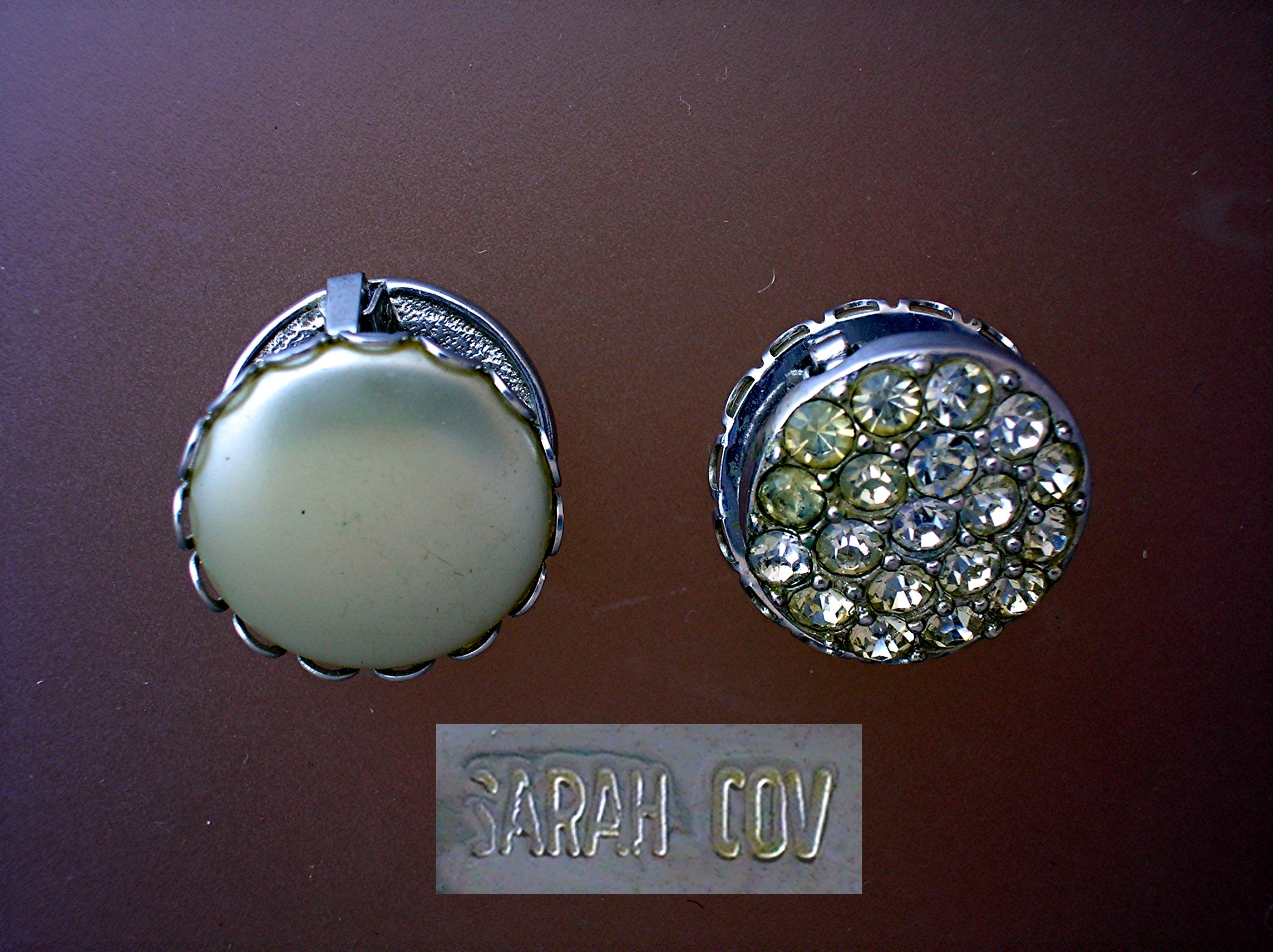Rhinestone Pearl Day Night Sarah Coventry Earrings