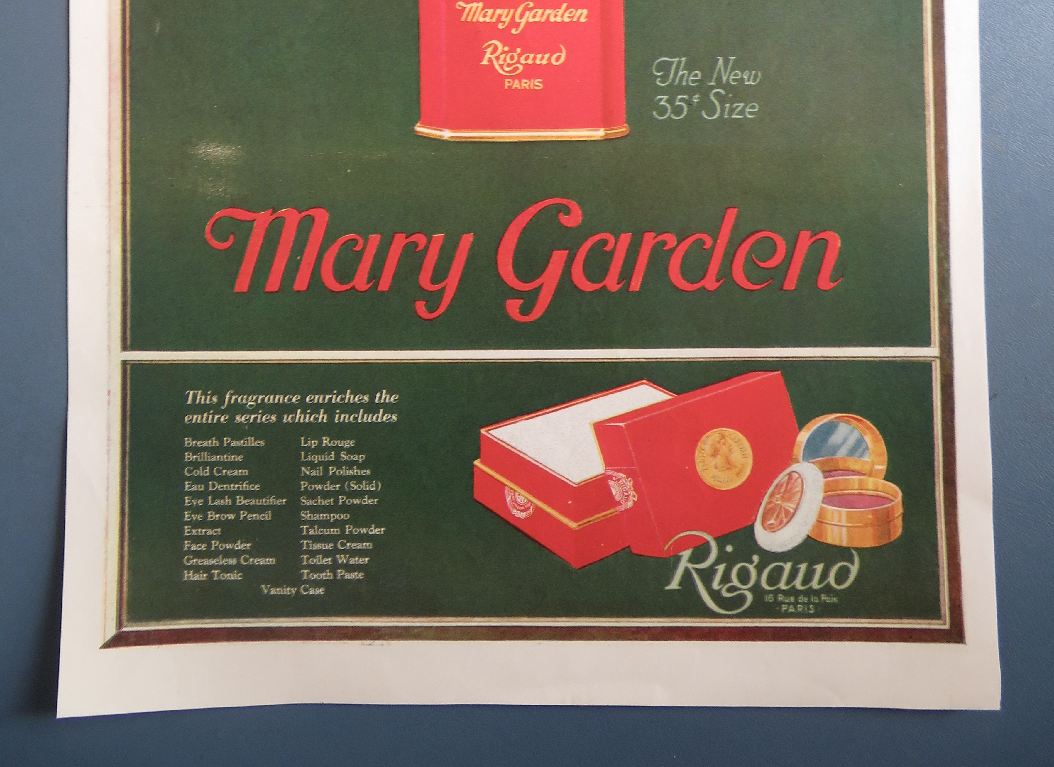 1920 Rigaud's Mary Garden with Tin Of Talcum Perfume