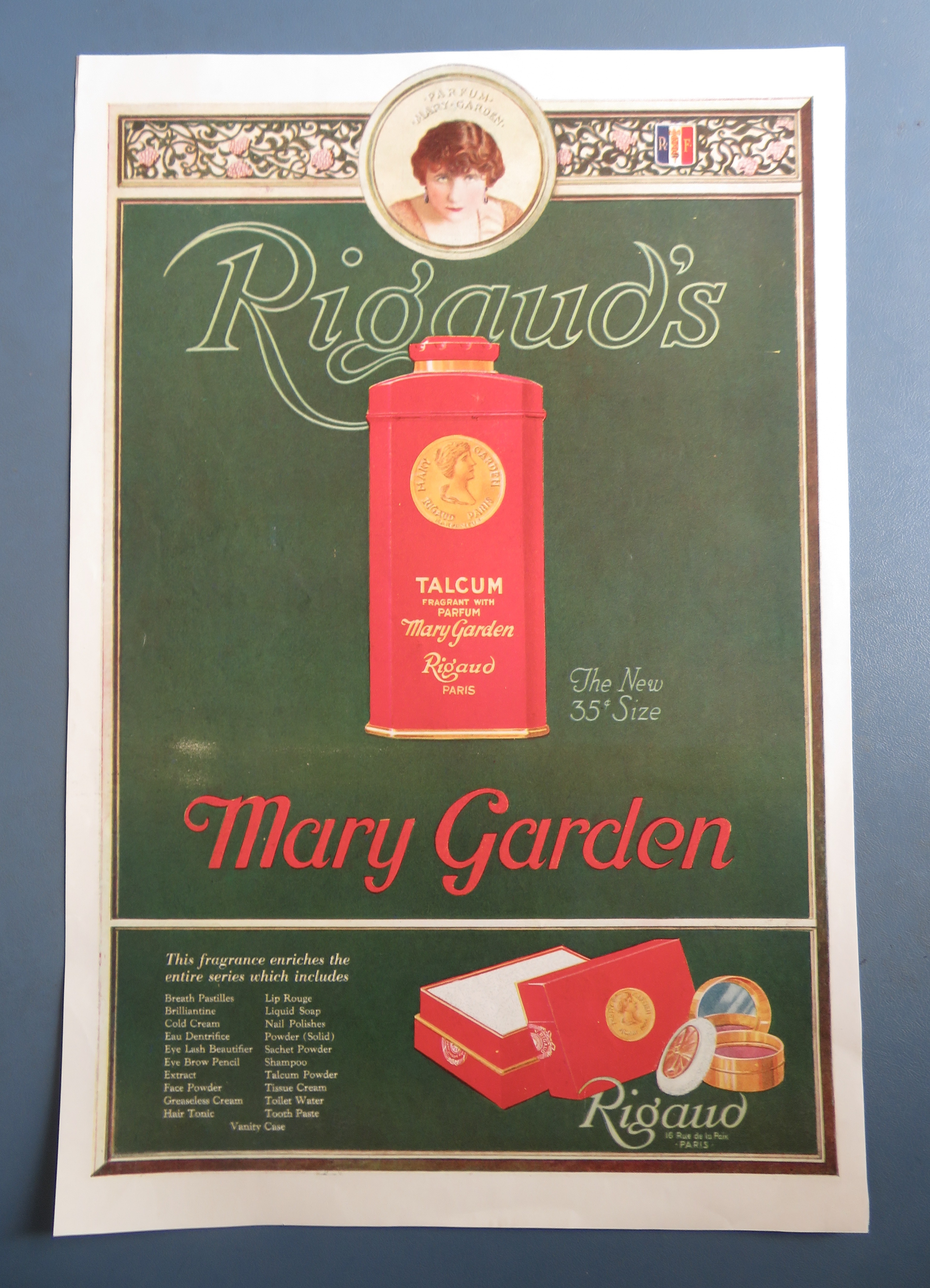 1920 Rigaud's Mary Garden with Tin Of Talcum Perfume
