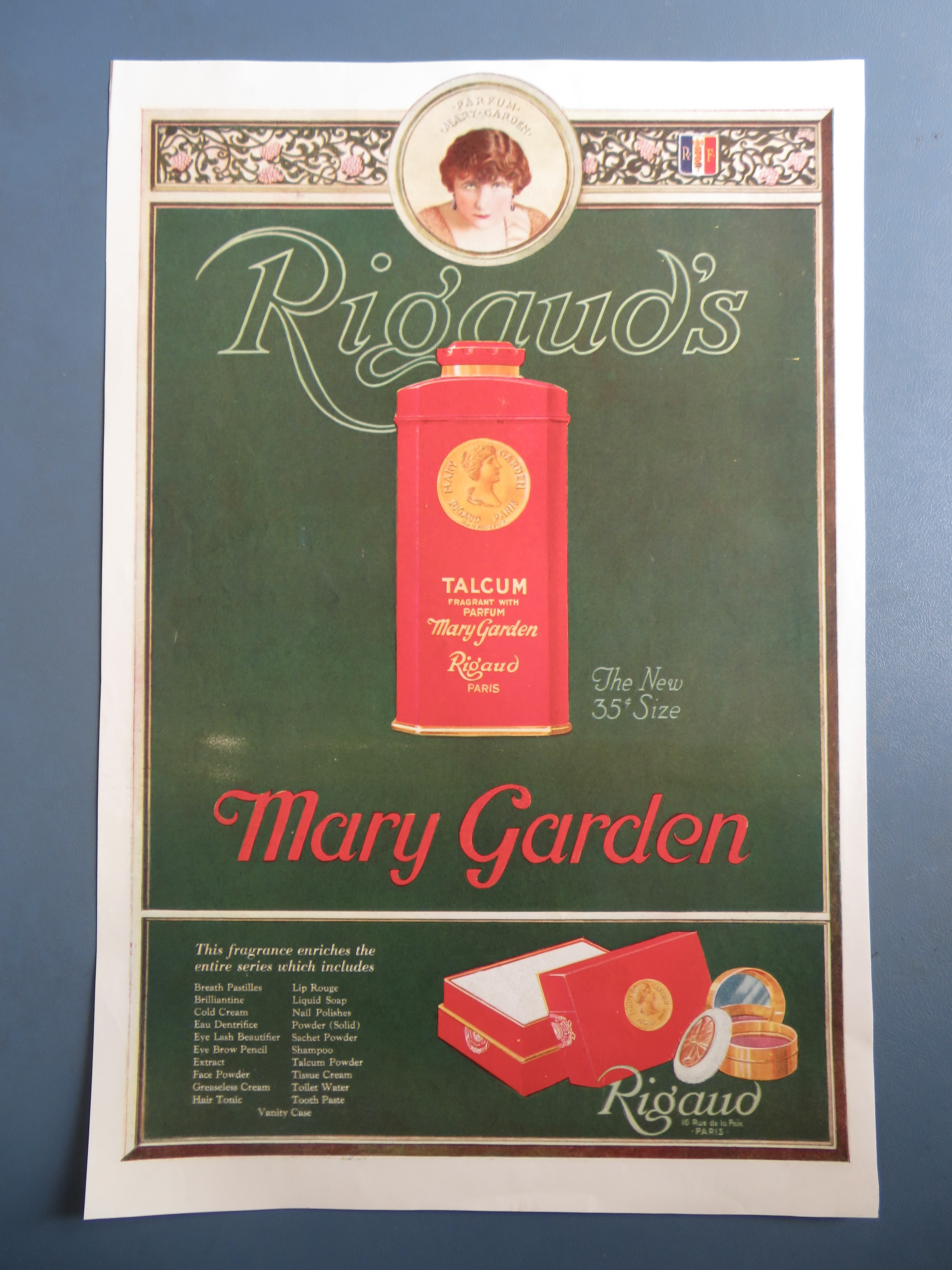 1920 Rigaud's Mary Garden with Tin Of Talcum Perfume