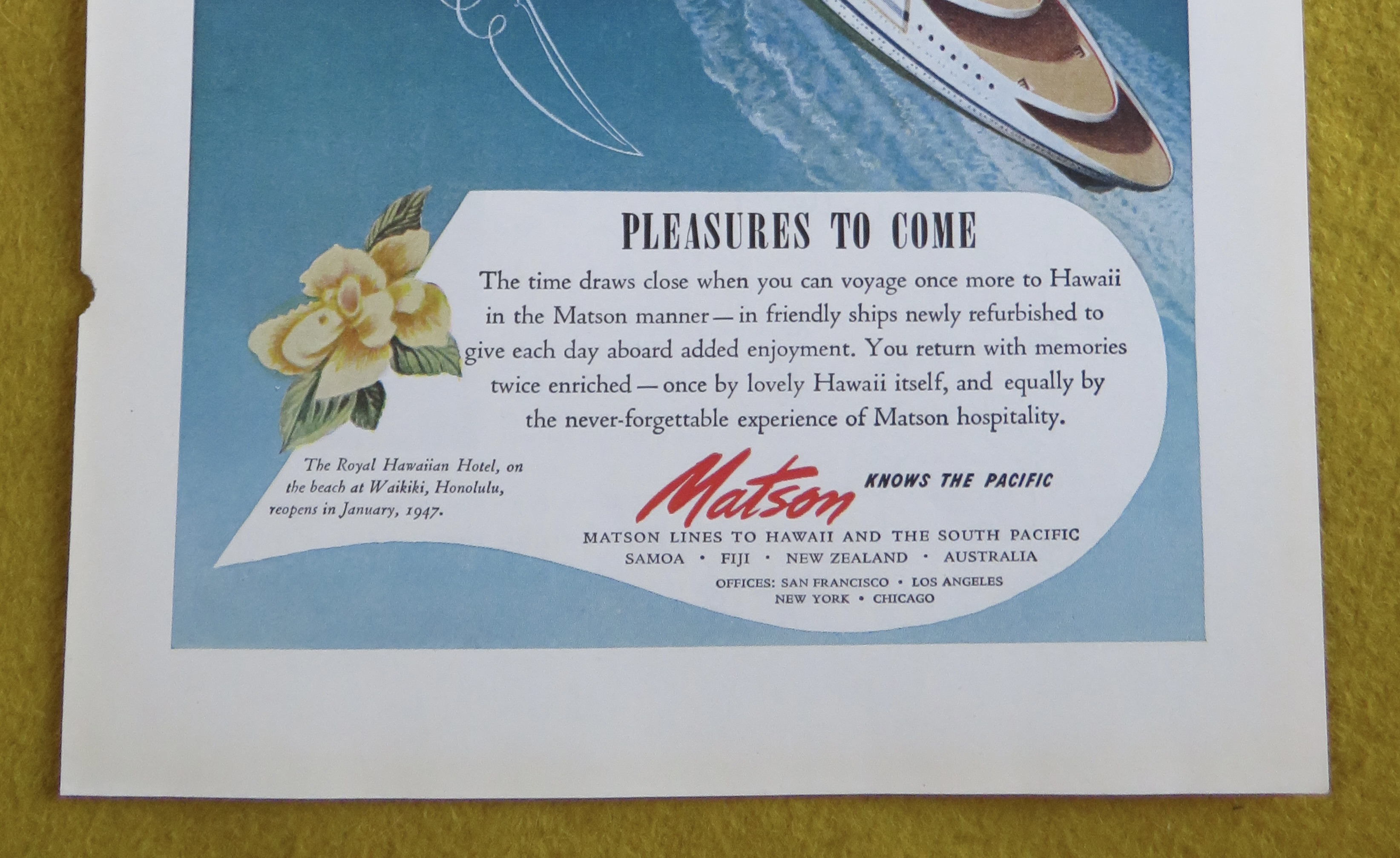 1946 Matson Lines with Cruise Ship Sailing