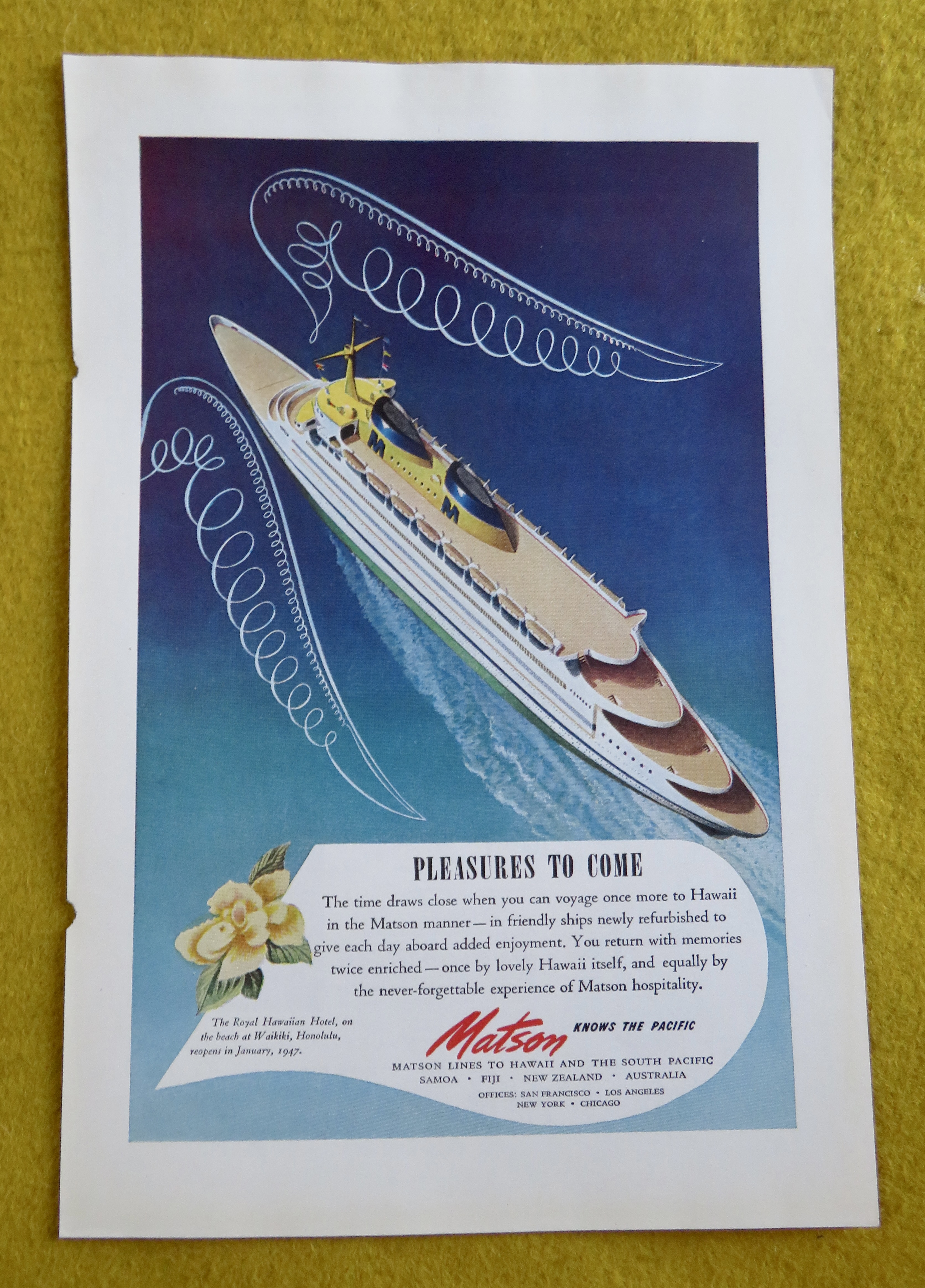 1946 Matson Lines with Cruise Ship Sailing