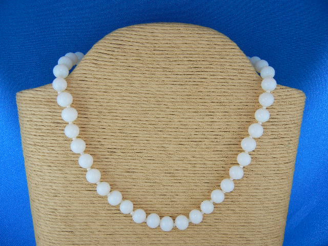 Glass Moonstone Necklace Gold Tone Clasp
