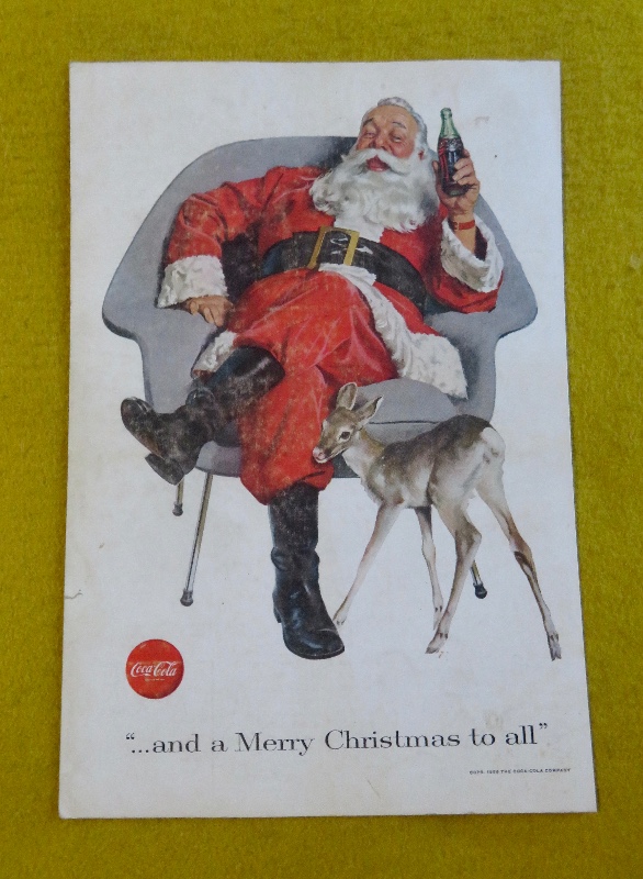 1956 Coca Cola (Coke) with Santa Claus & A Deer While He Holds A Coke