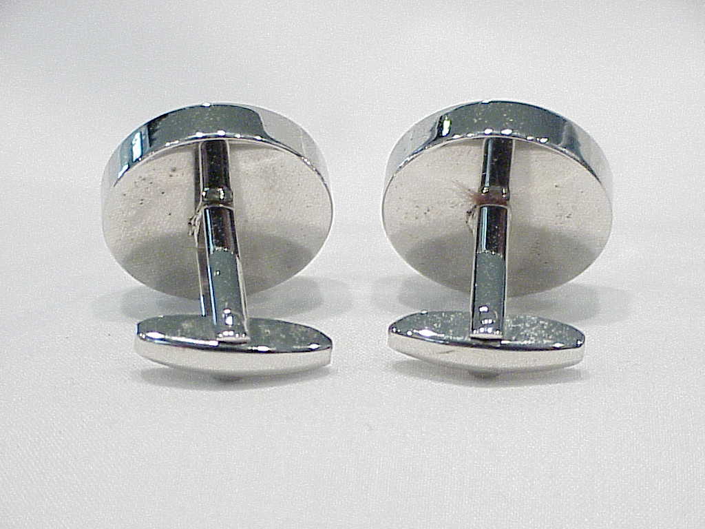 Foster Blue Grey Rivoli And Clear Rhinestone Silver Tone Cufflinks