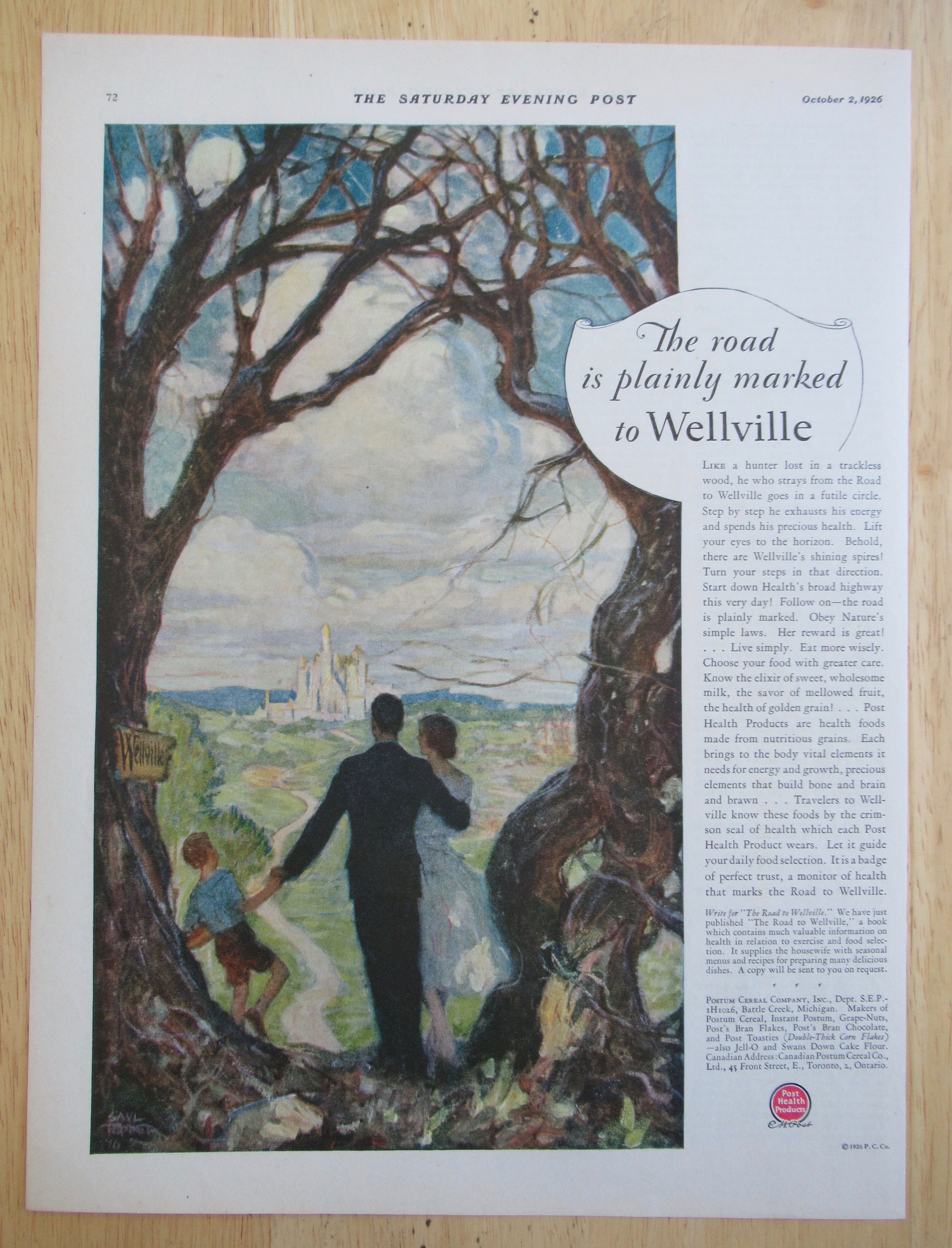 1926 Post Health Products with the Road to Wellville