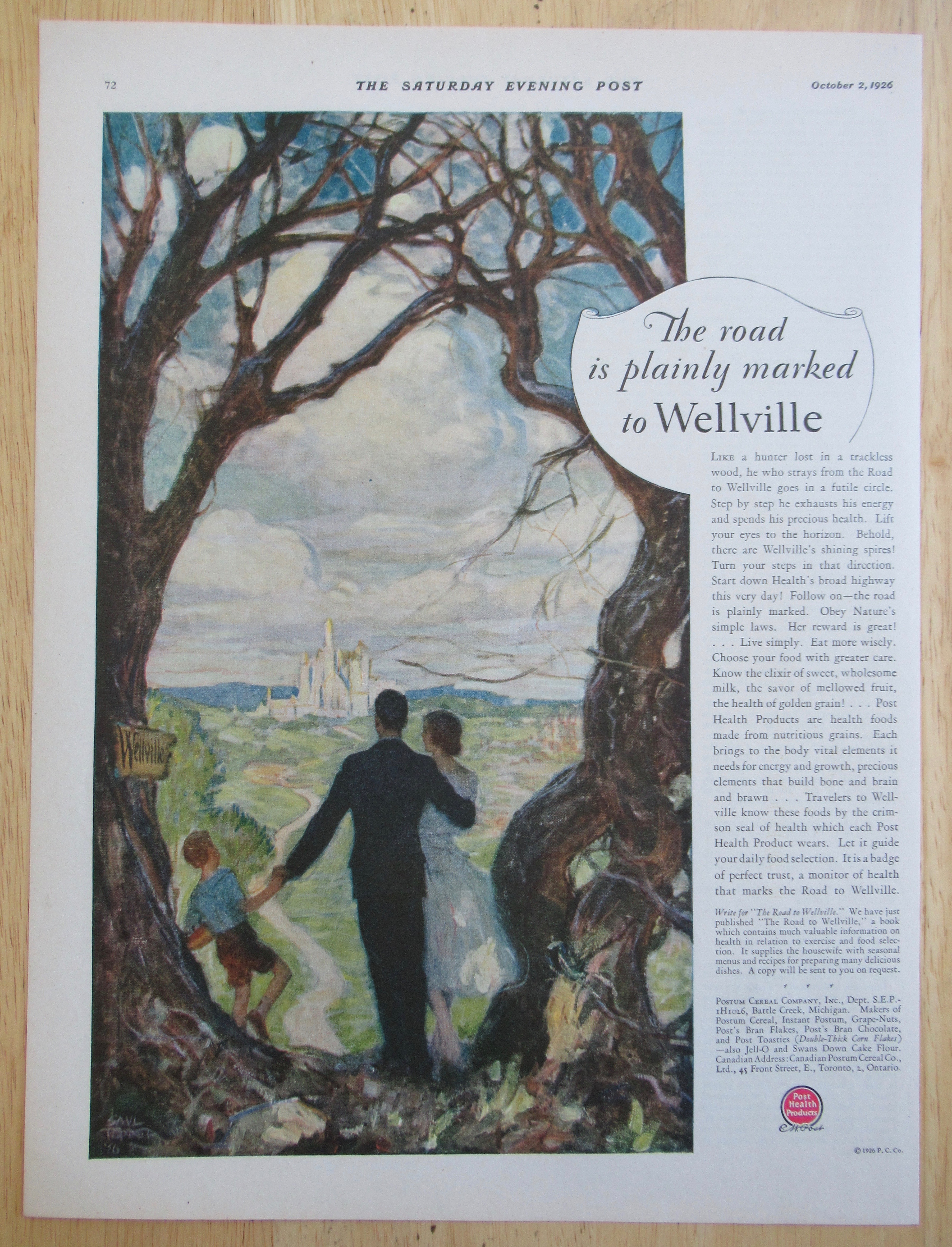 1926 Post Health Products with the Road to Wellville