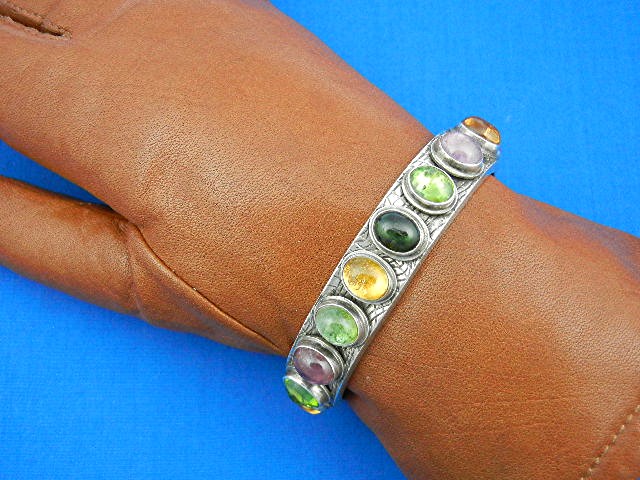 David Troutman Sterling Silver Peridot Citrine Tourmali