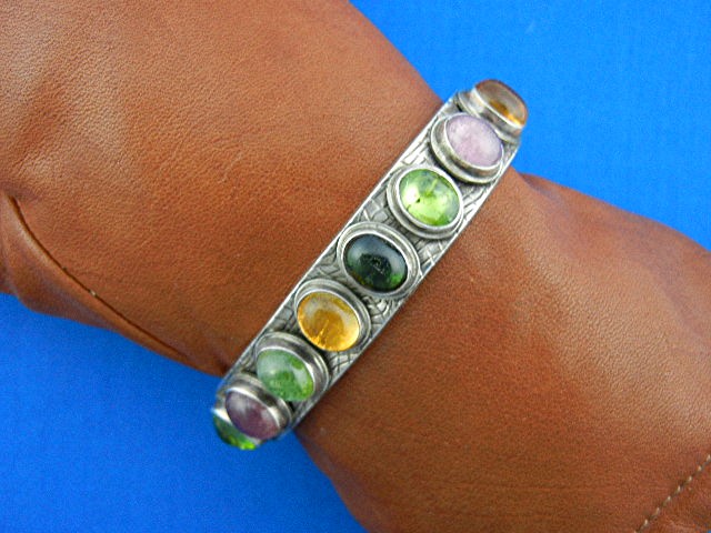 David Troutman Sterling Silver Peridot Citrine Tourmali