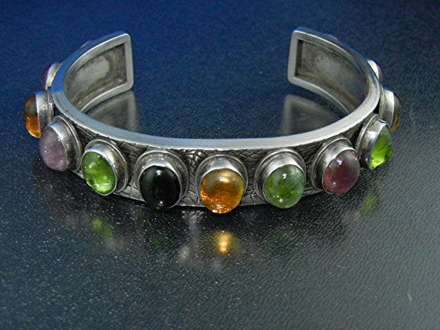 David Troutman Sterling Silver Peridot Citrine Tourmali