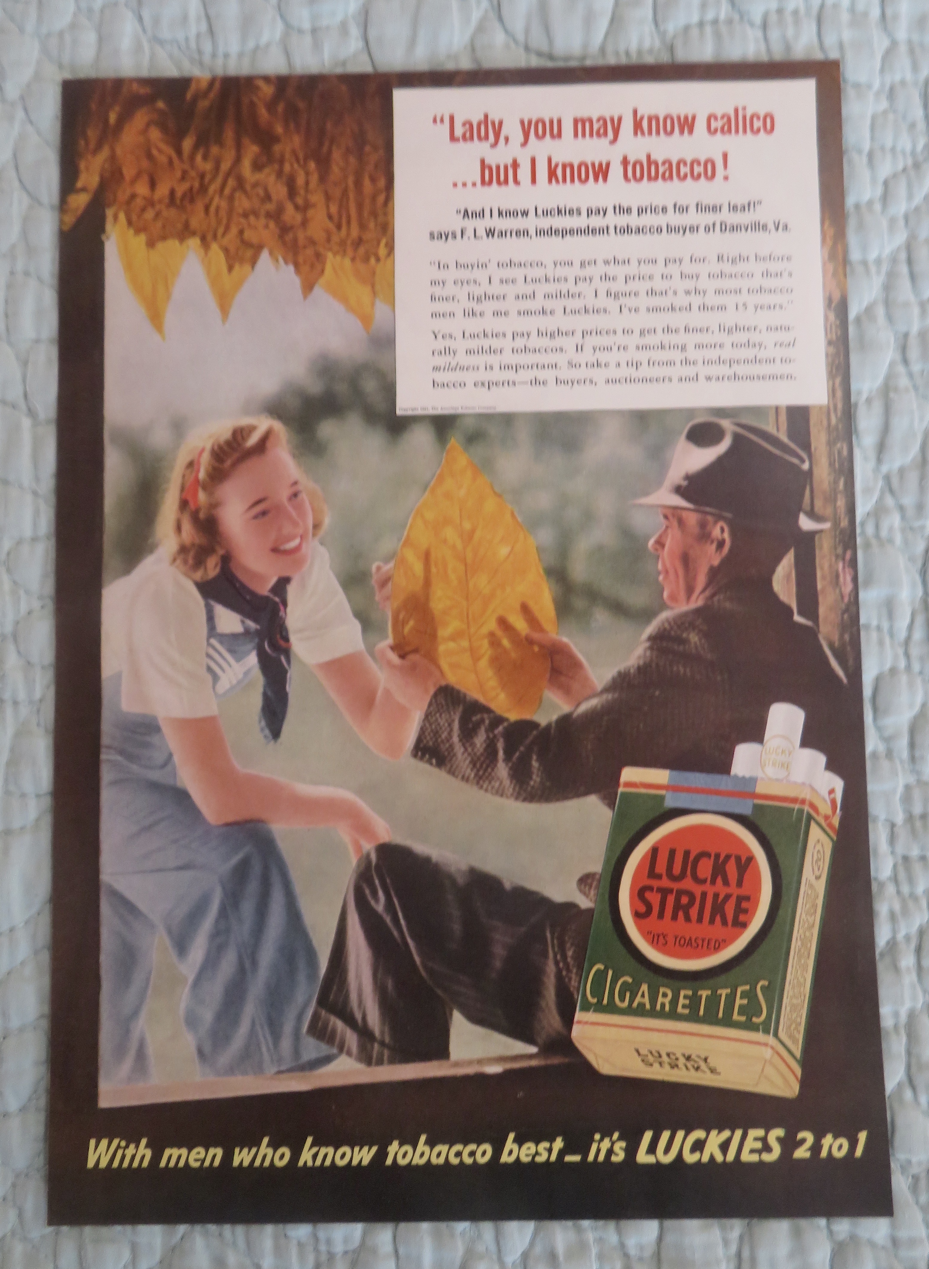 1941 Lucky Strike Cigarettes with Man & Woman & Leaf