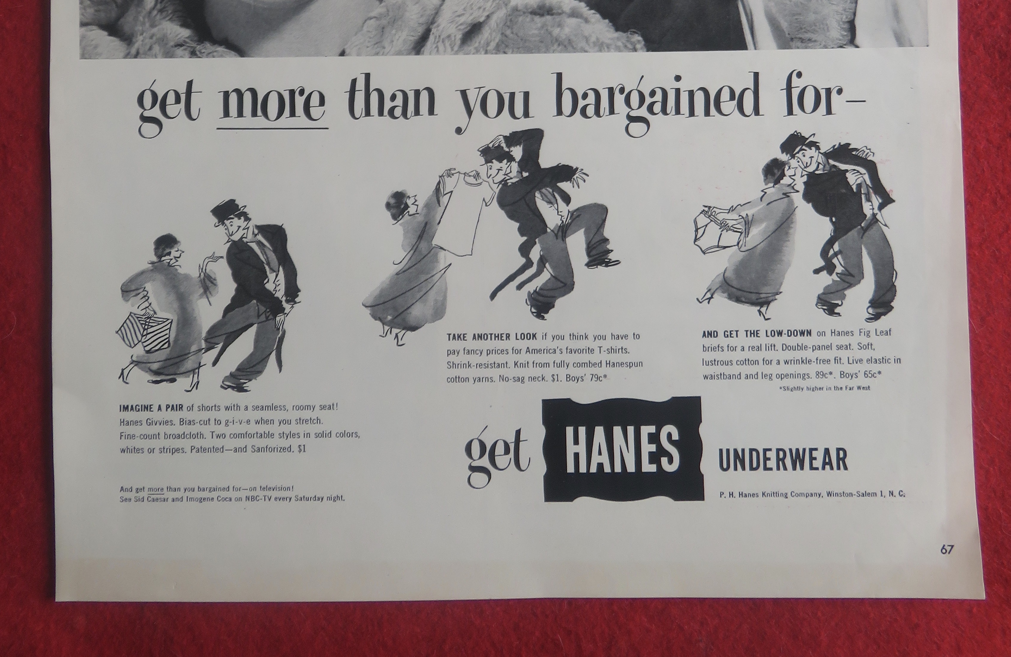 1952 Hanes Underwear w/Sid Caesar & Imogene Coca