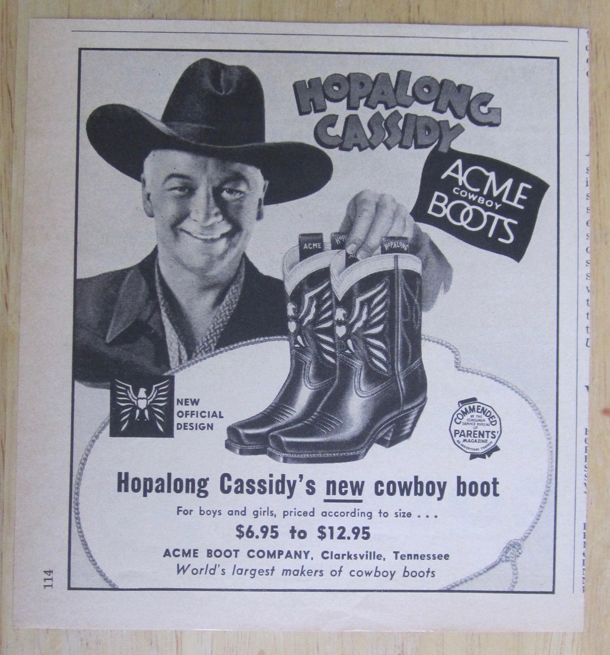 1951 Acme Cowboy Boots with Hopalong Cassidy