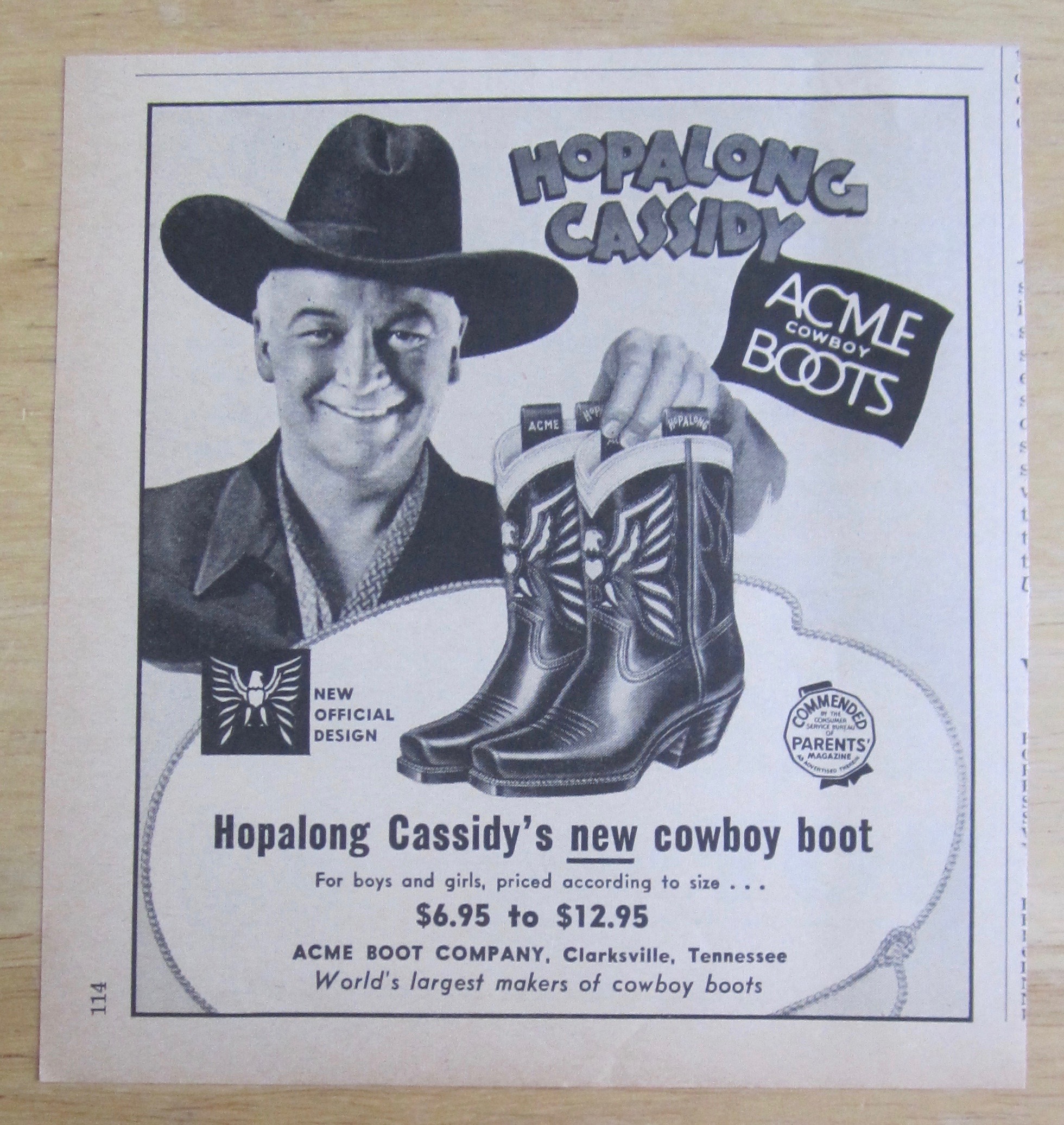 1951 Acme Cowboy Boots with Hopalong Cassidy